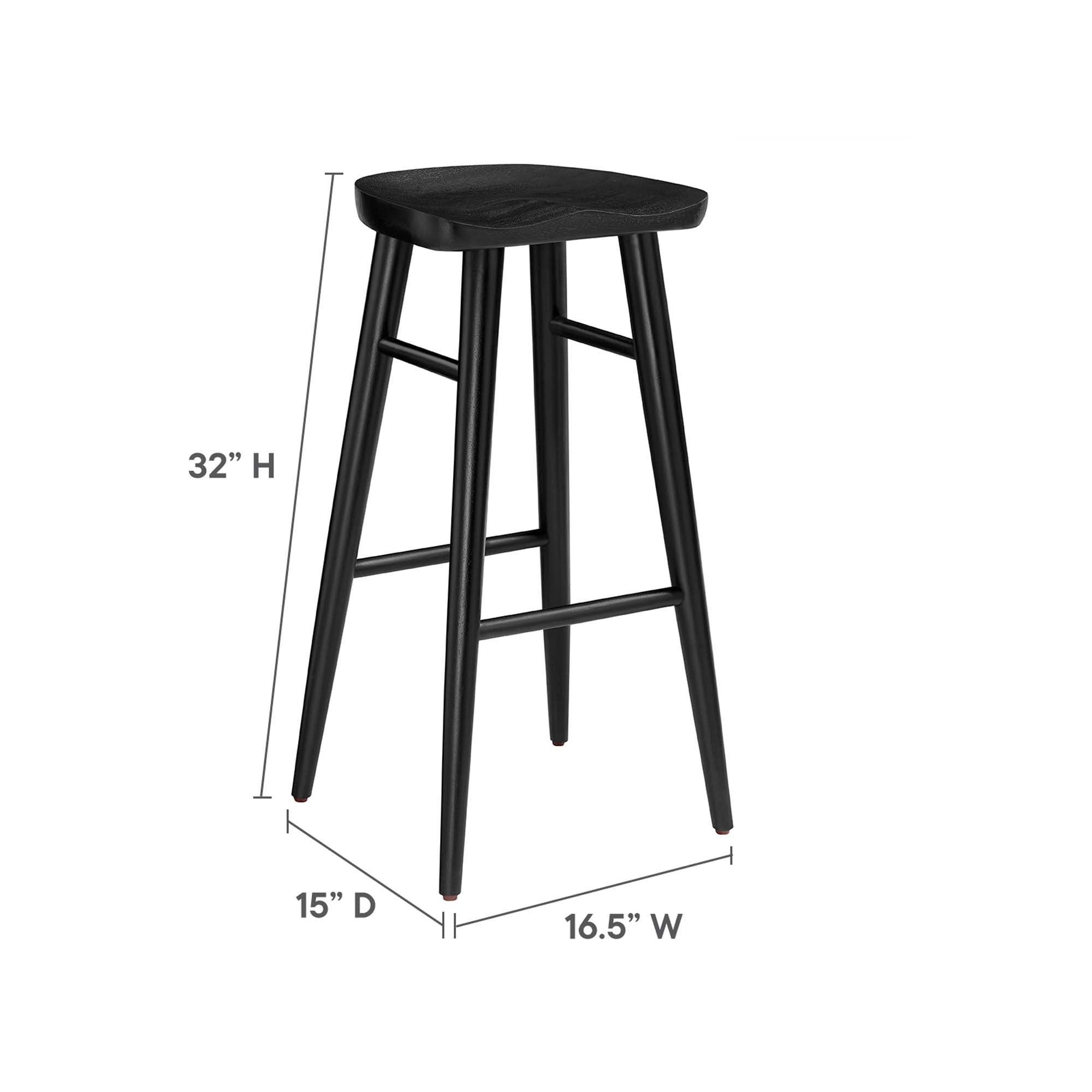 Saville Backless Wood Bar Stools Set of 2, Black