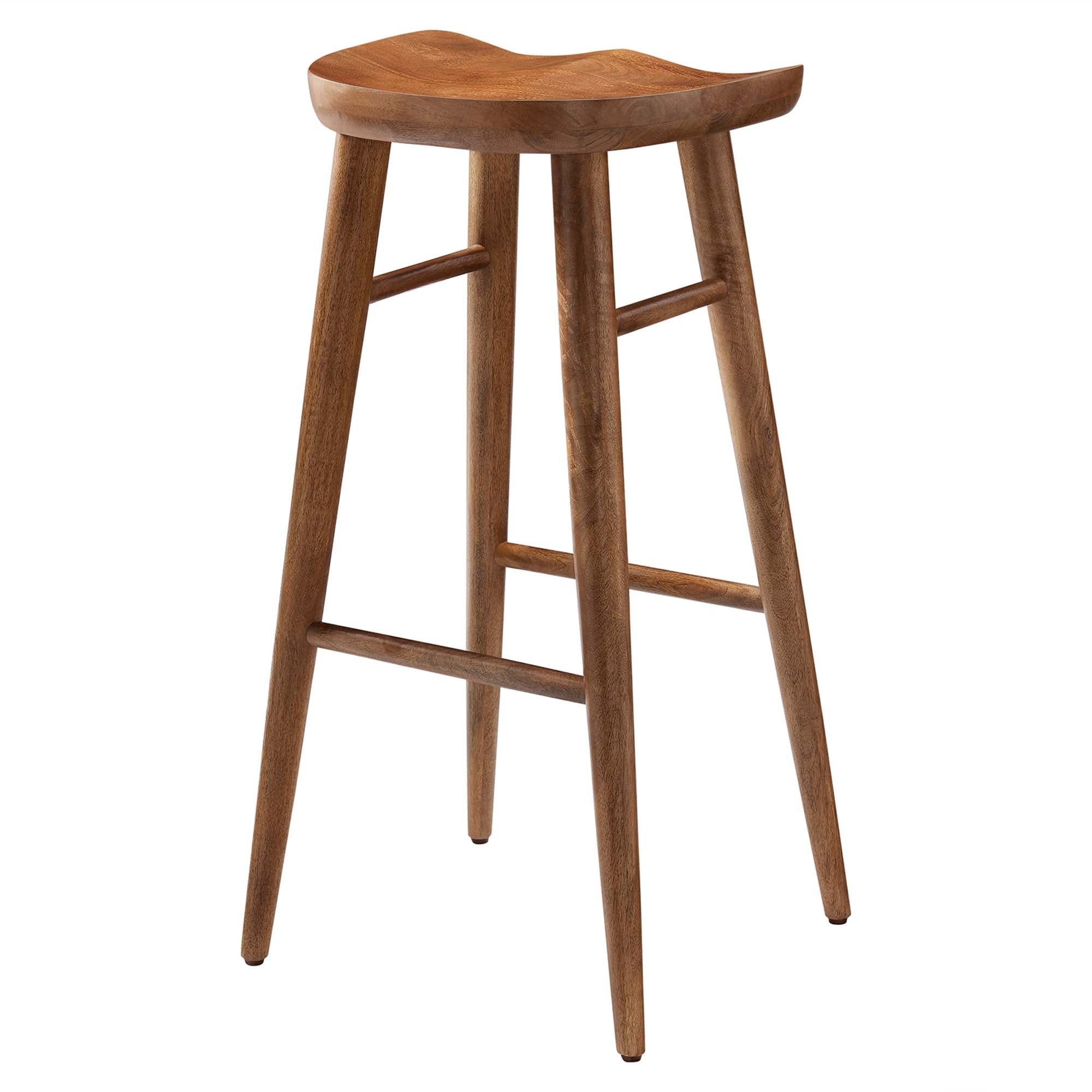Saville Backless Wood Bar Stools Set of 2, Walnut
