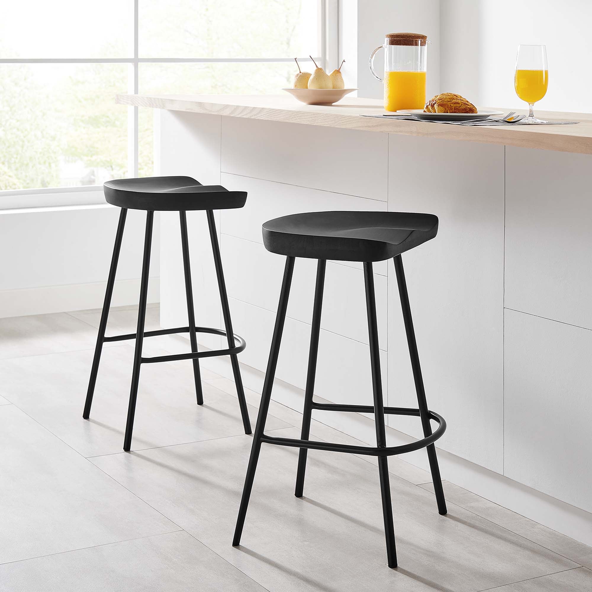 Concord Backless Wood Counter Stools Set of 2, Black