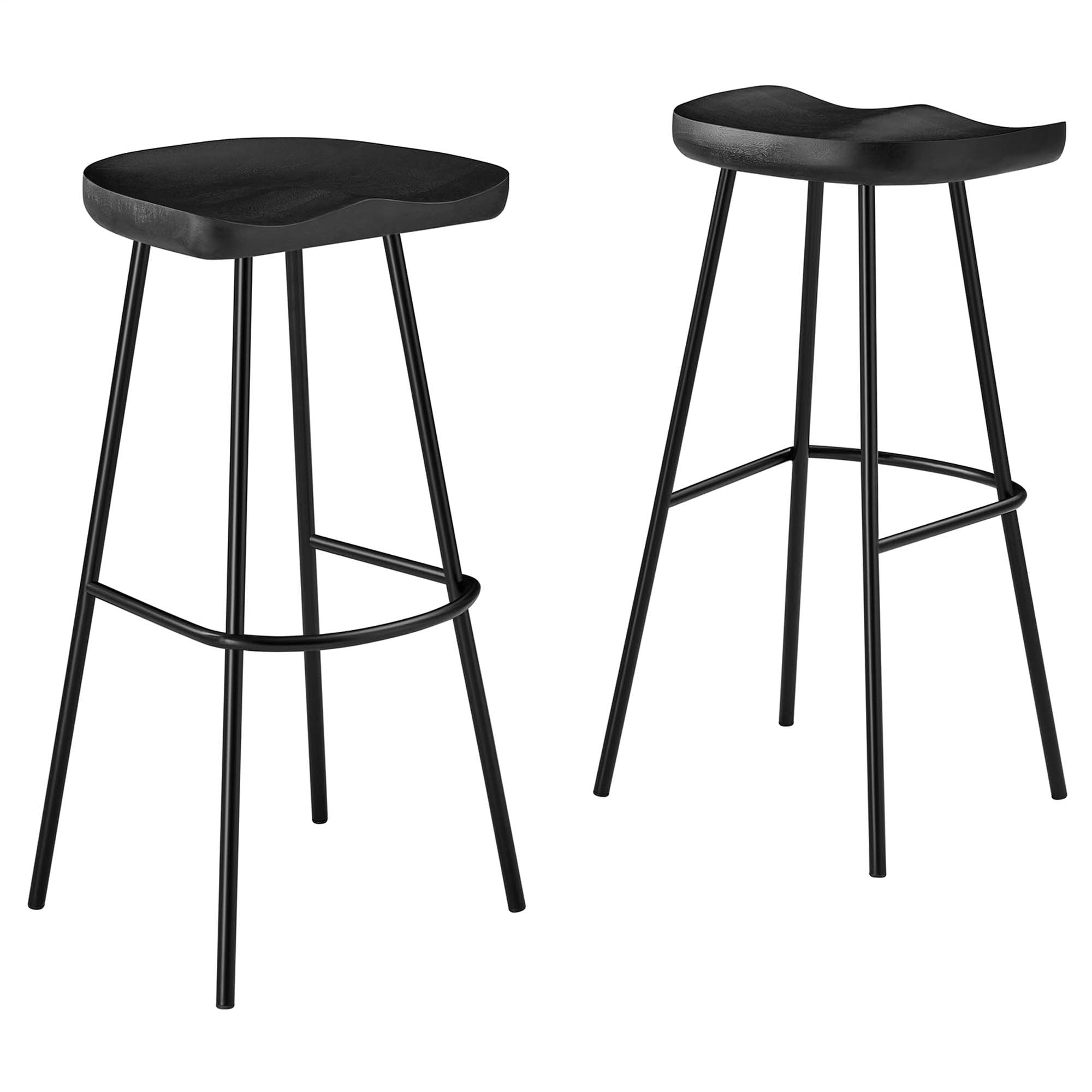 Concord Backless Wood Bar Stools Set of 2, Black