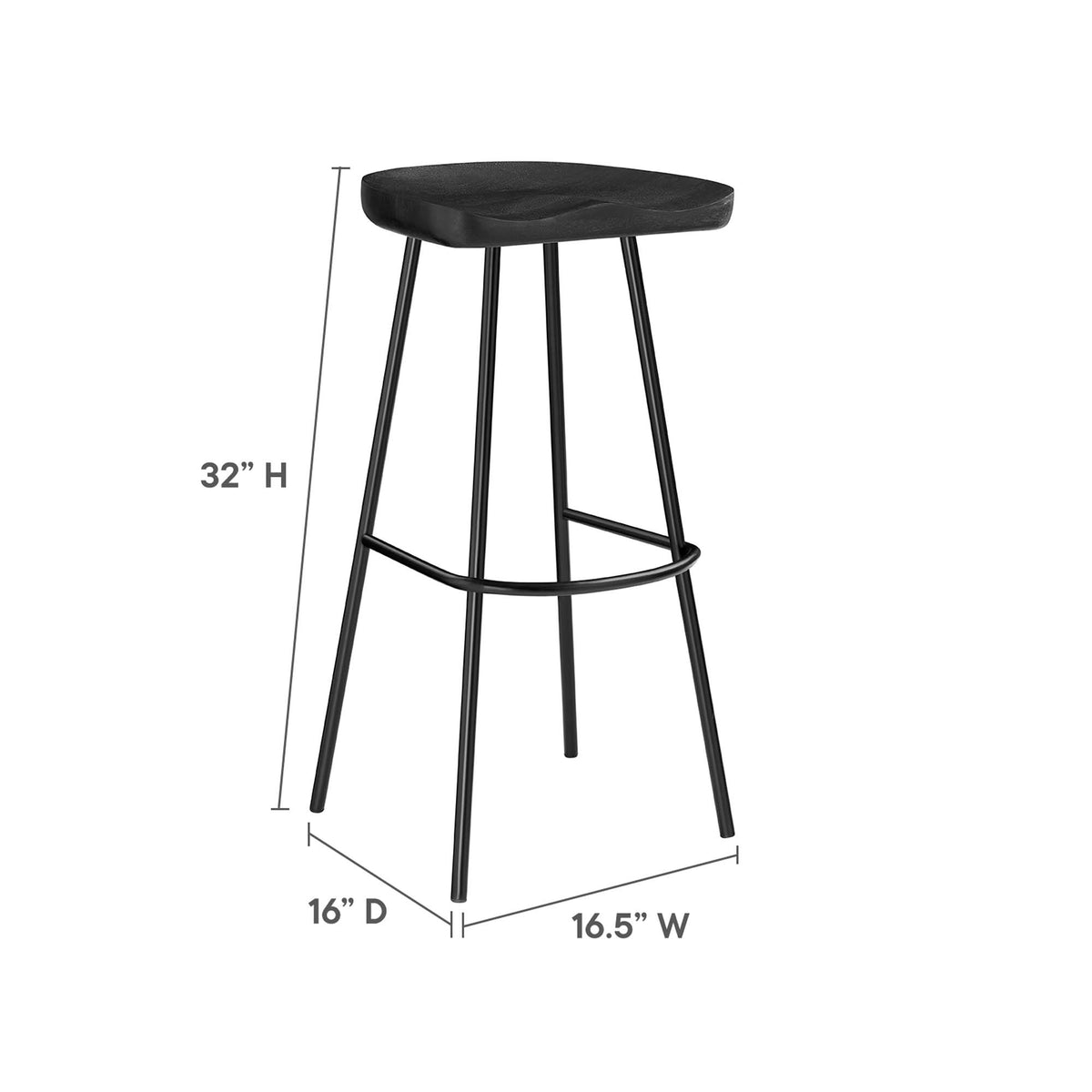 Concord Backless Wood Bar Stools Set of 2, Black