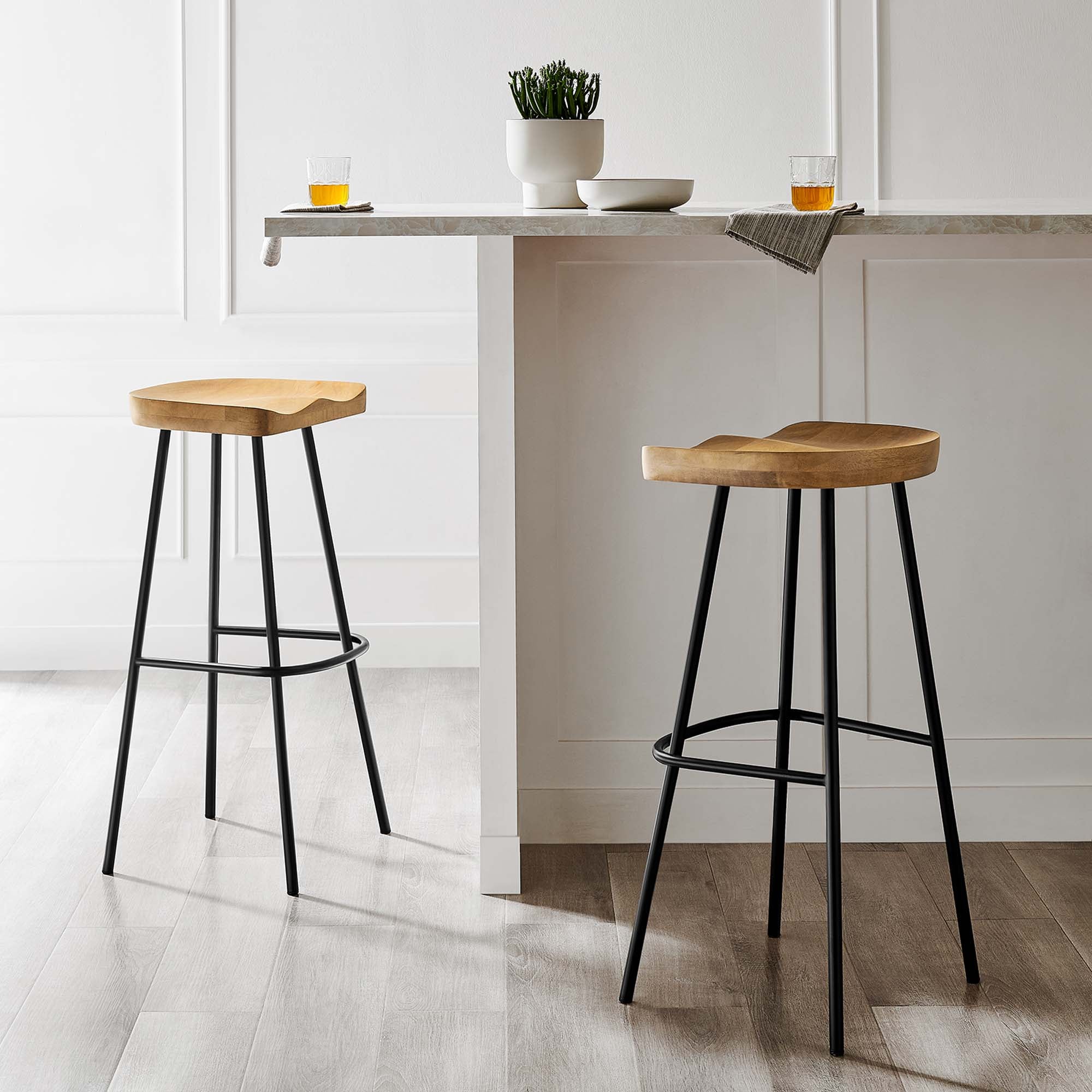 Concord Backless Wood Bar Stools Set of 2, Oak
