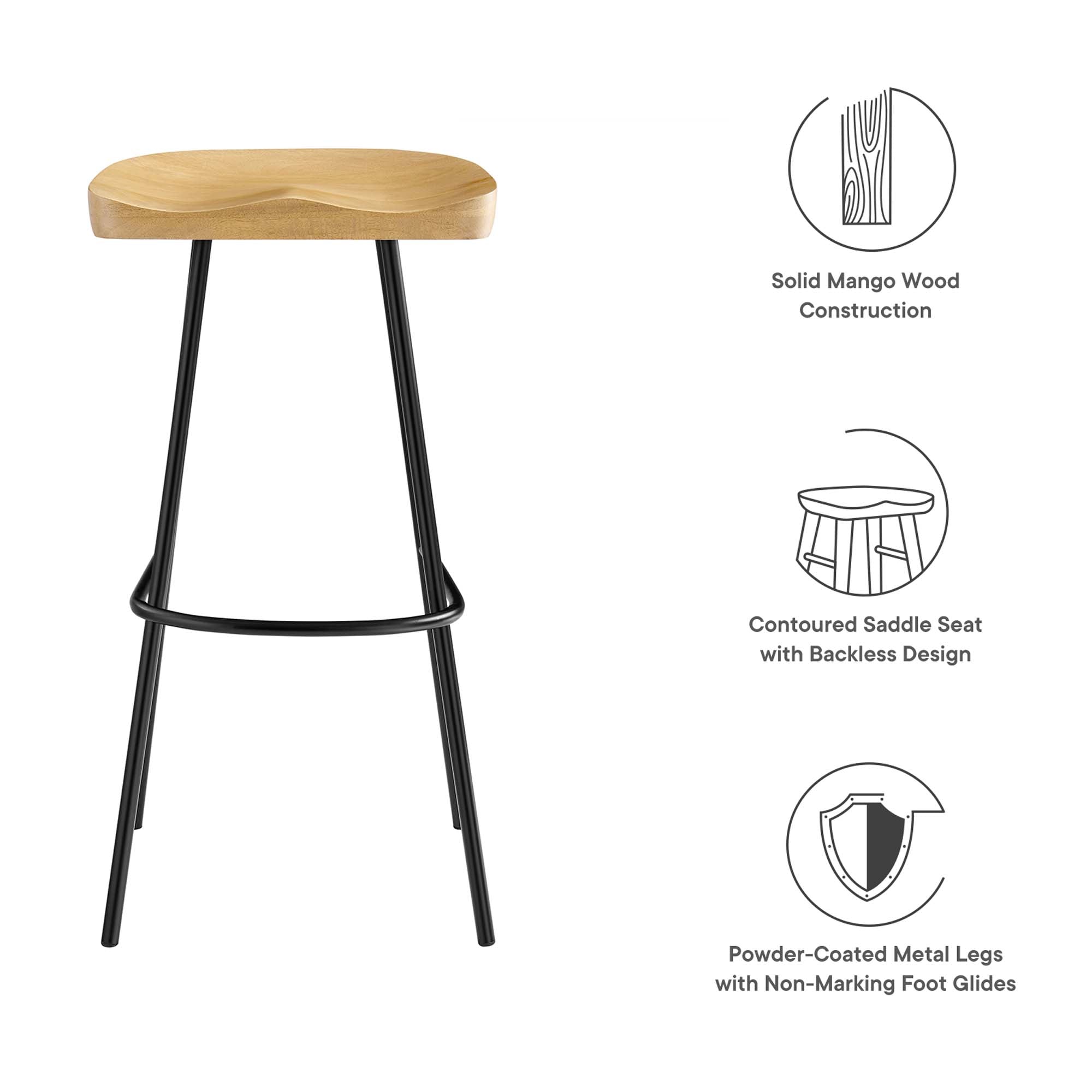 Concord Backless Wood Bar Stools Set of 2, Oak