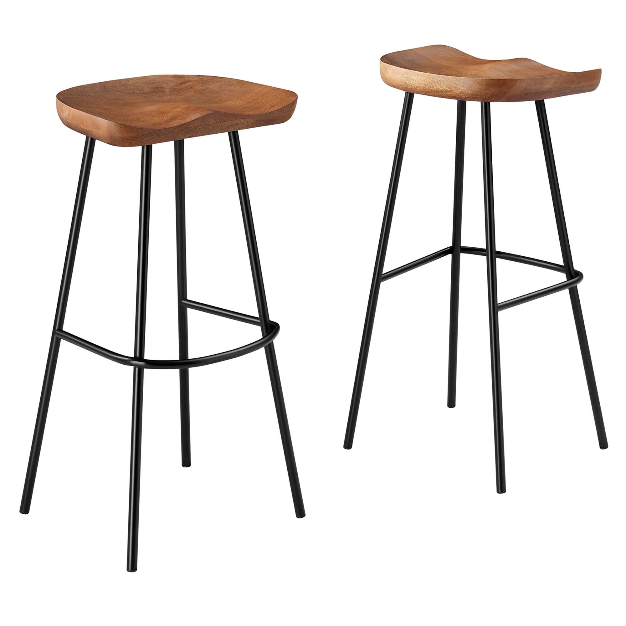 Concord Backless Wood Bar Stools Set of 2, Walnut