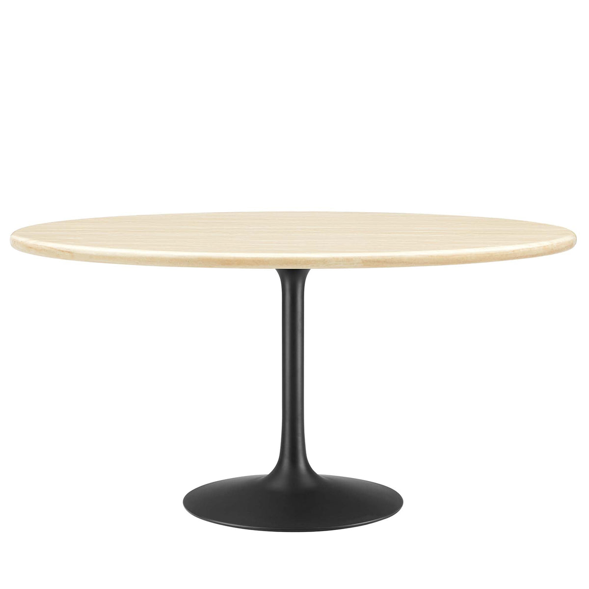Lippa 60" Oval Faux Travertine Dining Table, Black Travertine