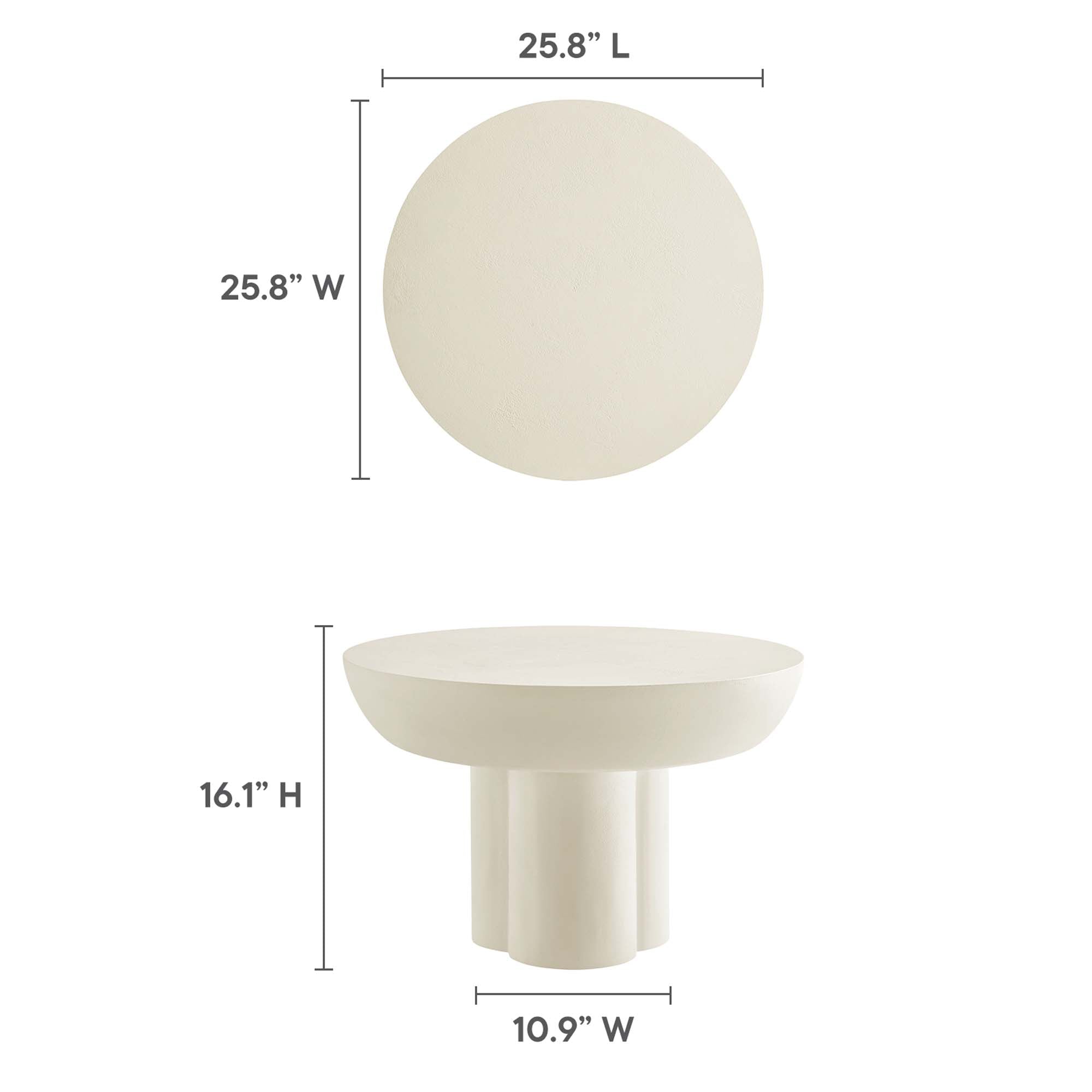 Caspian Round Concrete Coffee Table, White
