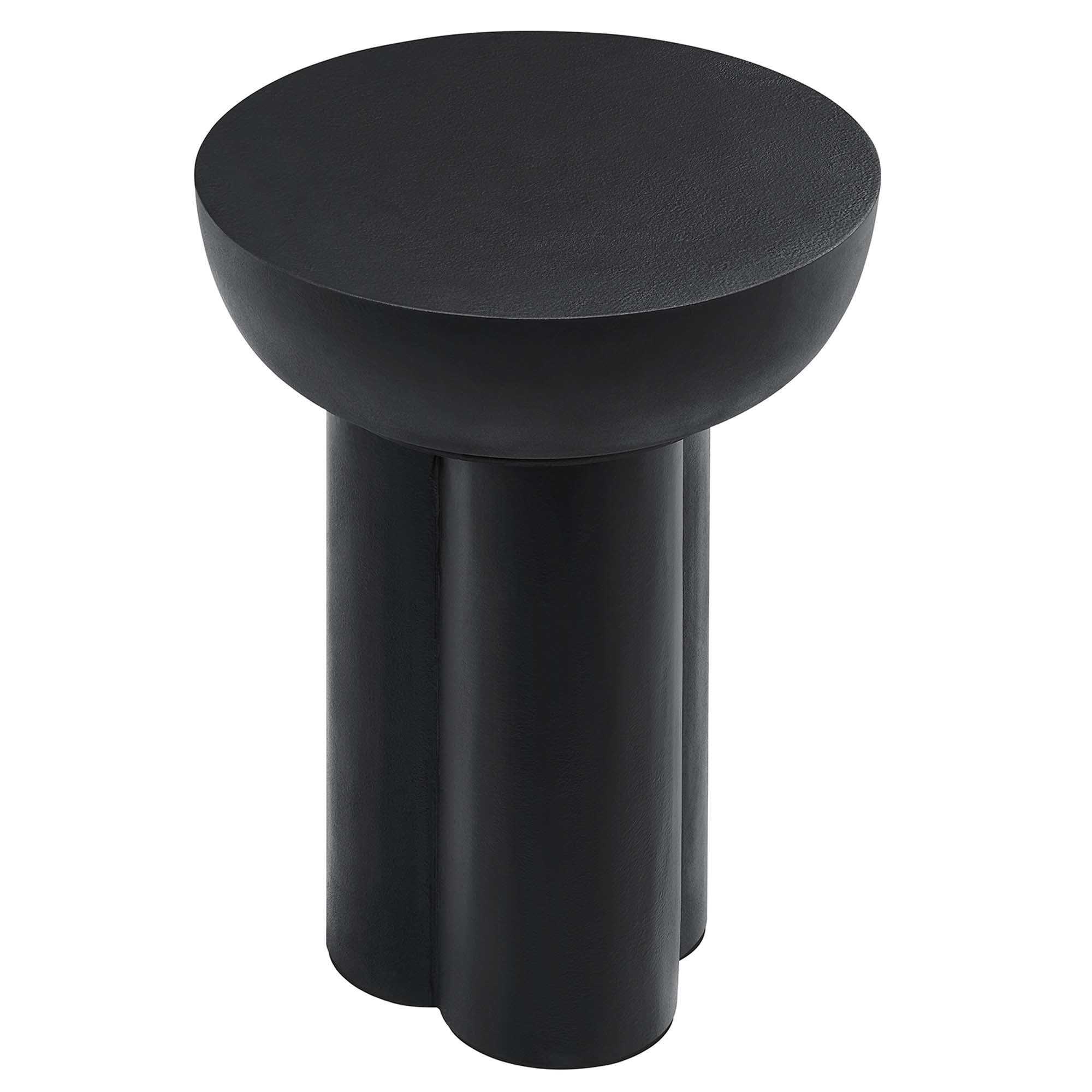 Caspian Round Concrete Side Table, Black