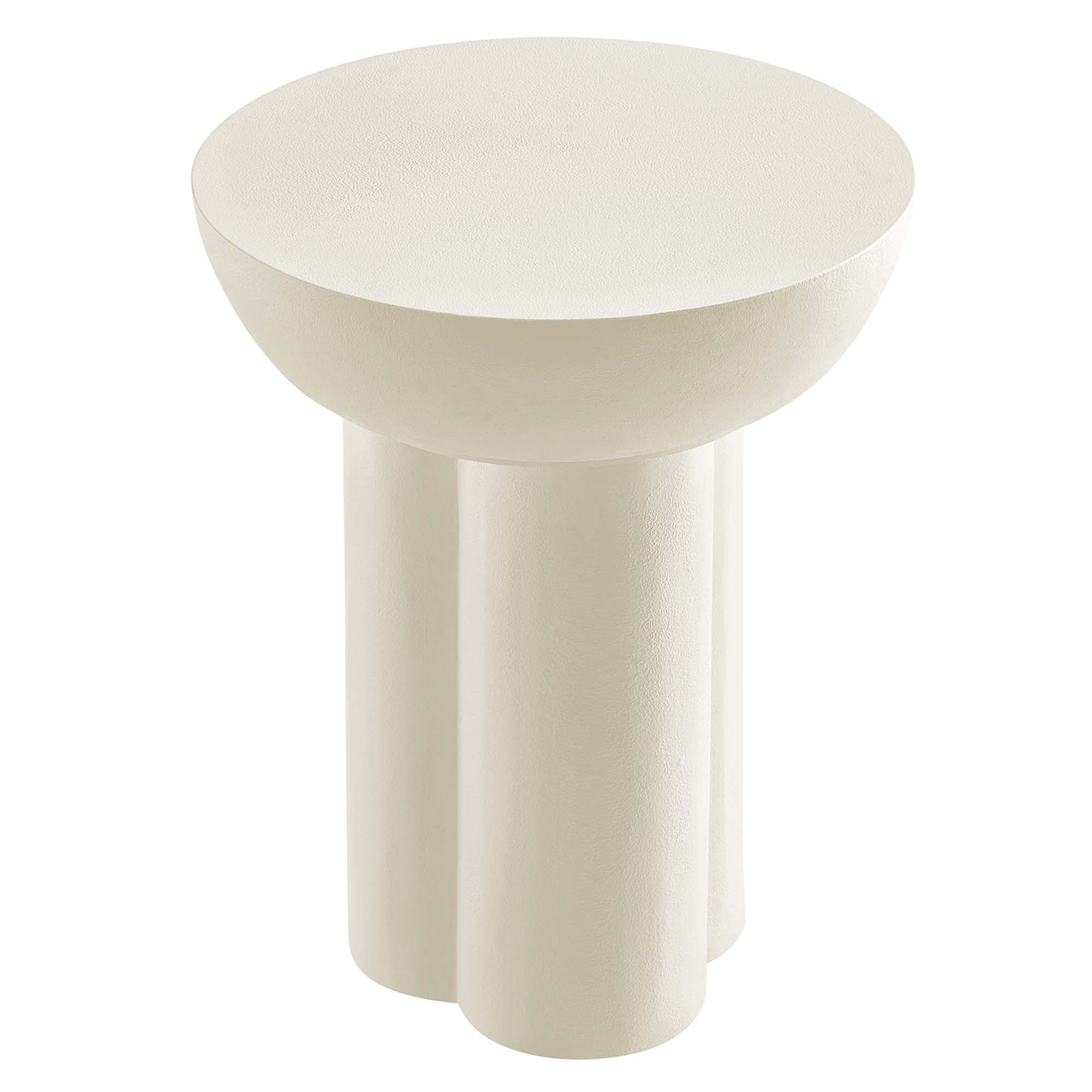 Caspian Round Concrete Side Table, White
