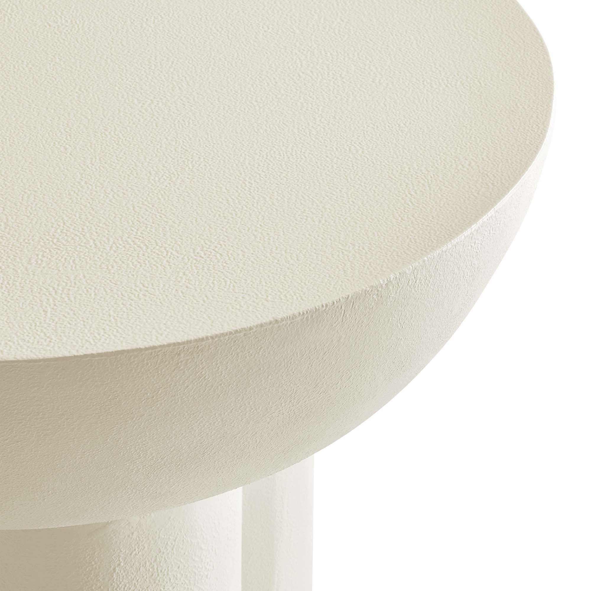 Caspian Round Concrete Side Table, White