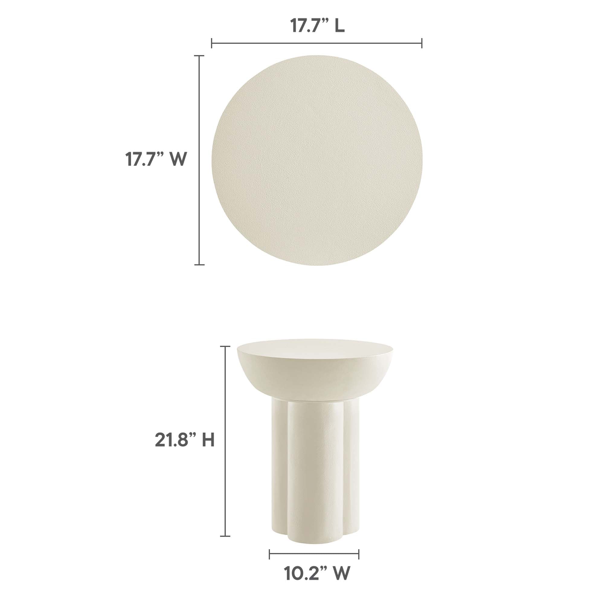 Caspian Round Concrete Side Table, White