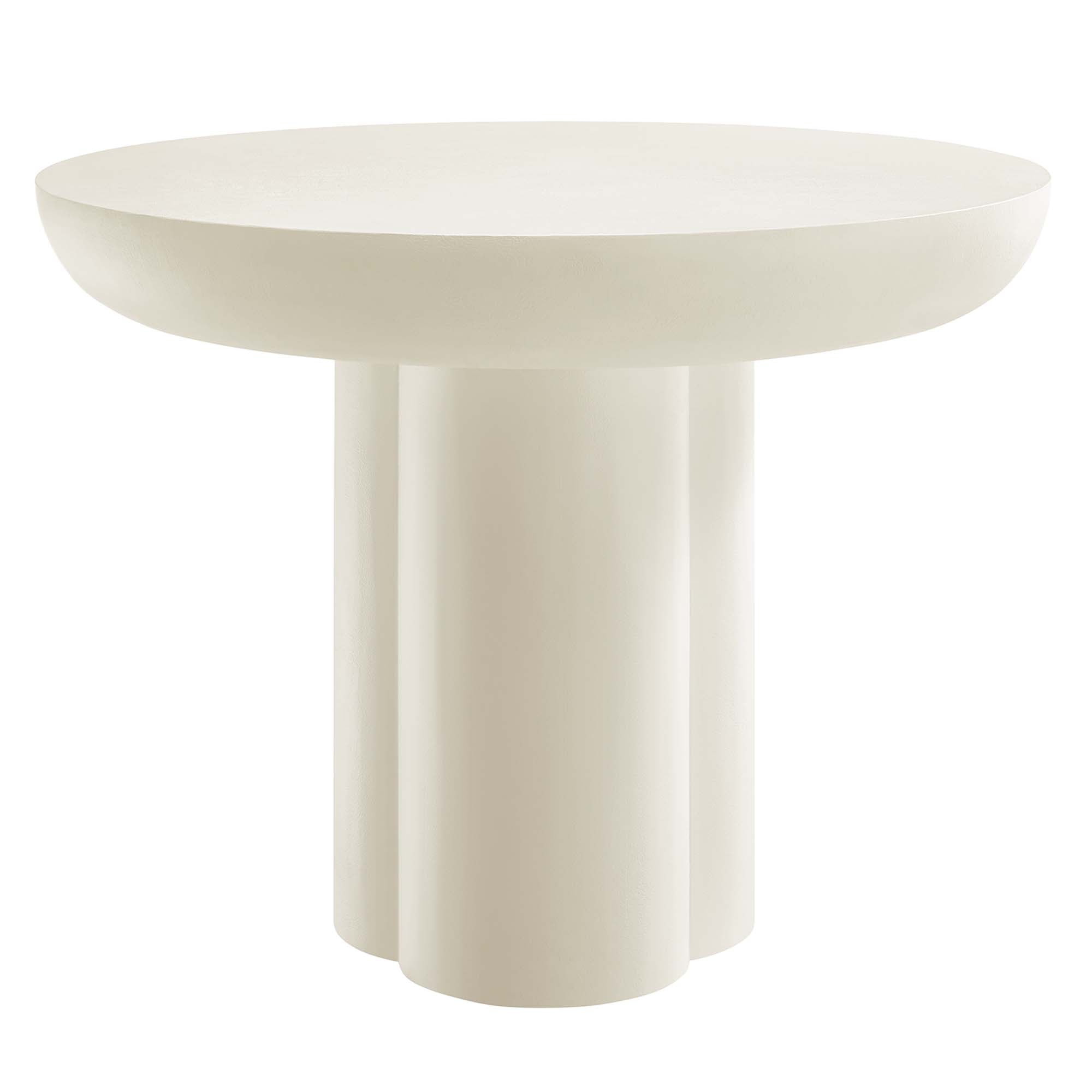 Caspian 40" Round Concrete Dining Table, White