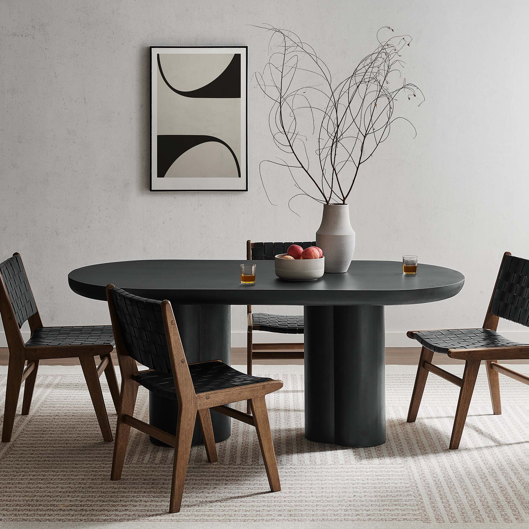 Caspian 72" Oval Concrete Dining Table, Black