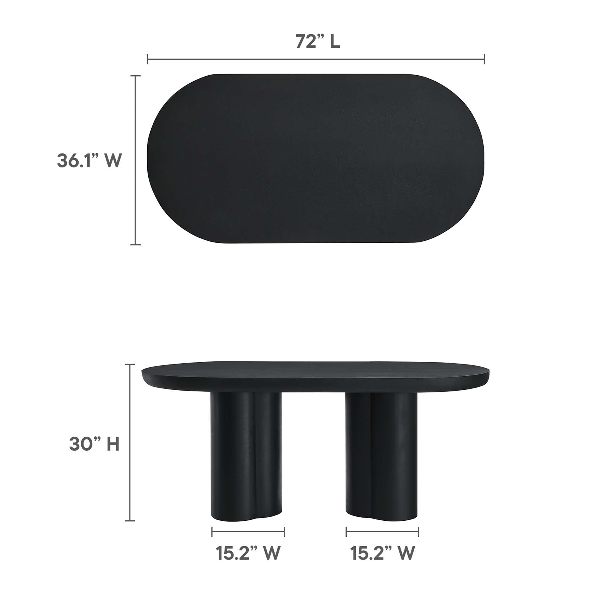 Caspian 72" Oval Concrete Dining Table, Black
