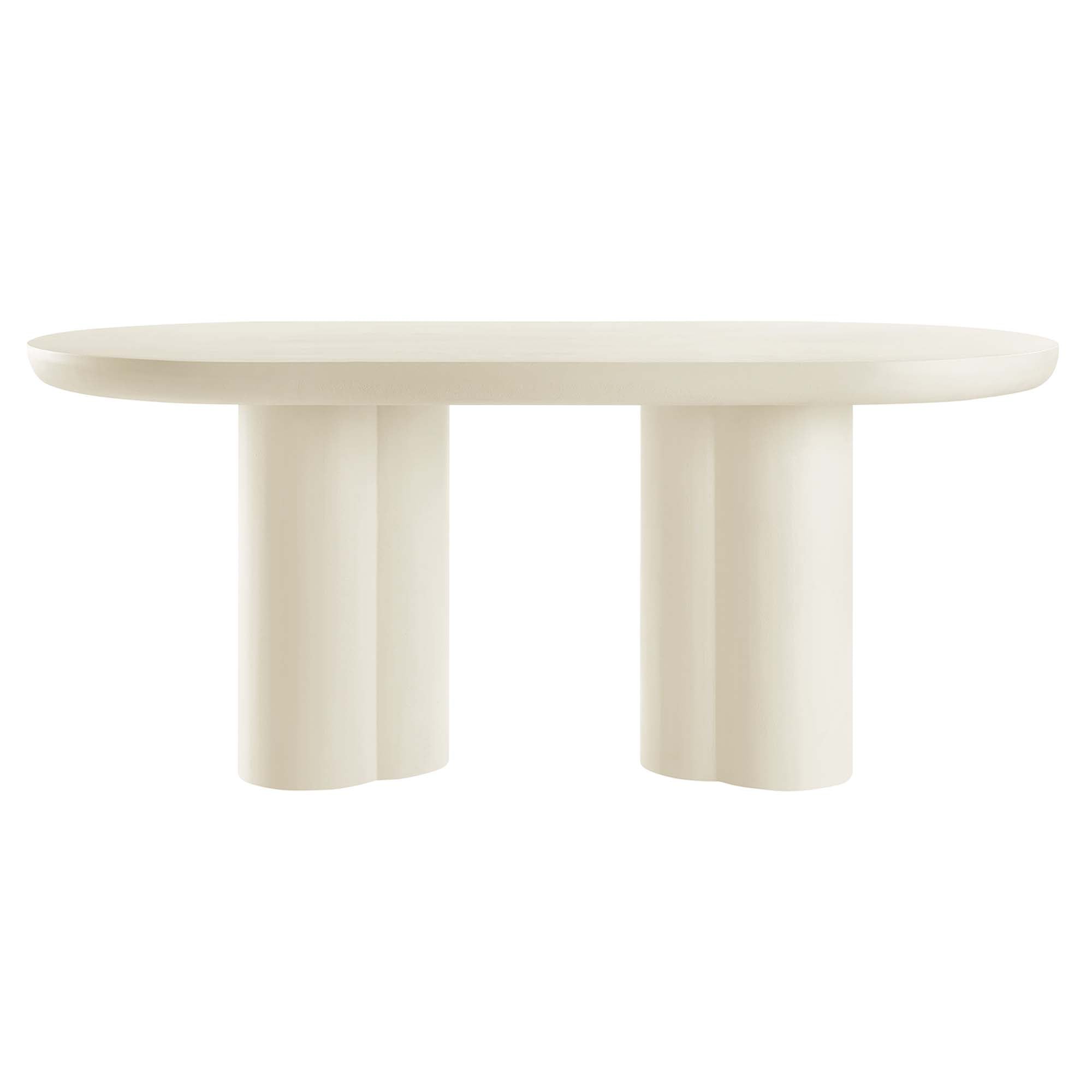 Caspian 72" Oval Concrete Dining Table, White