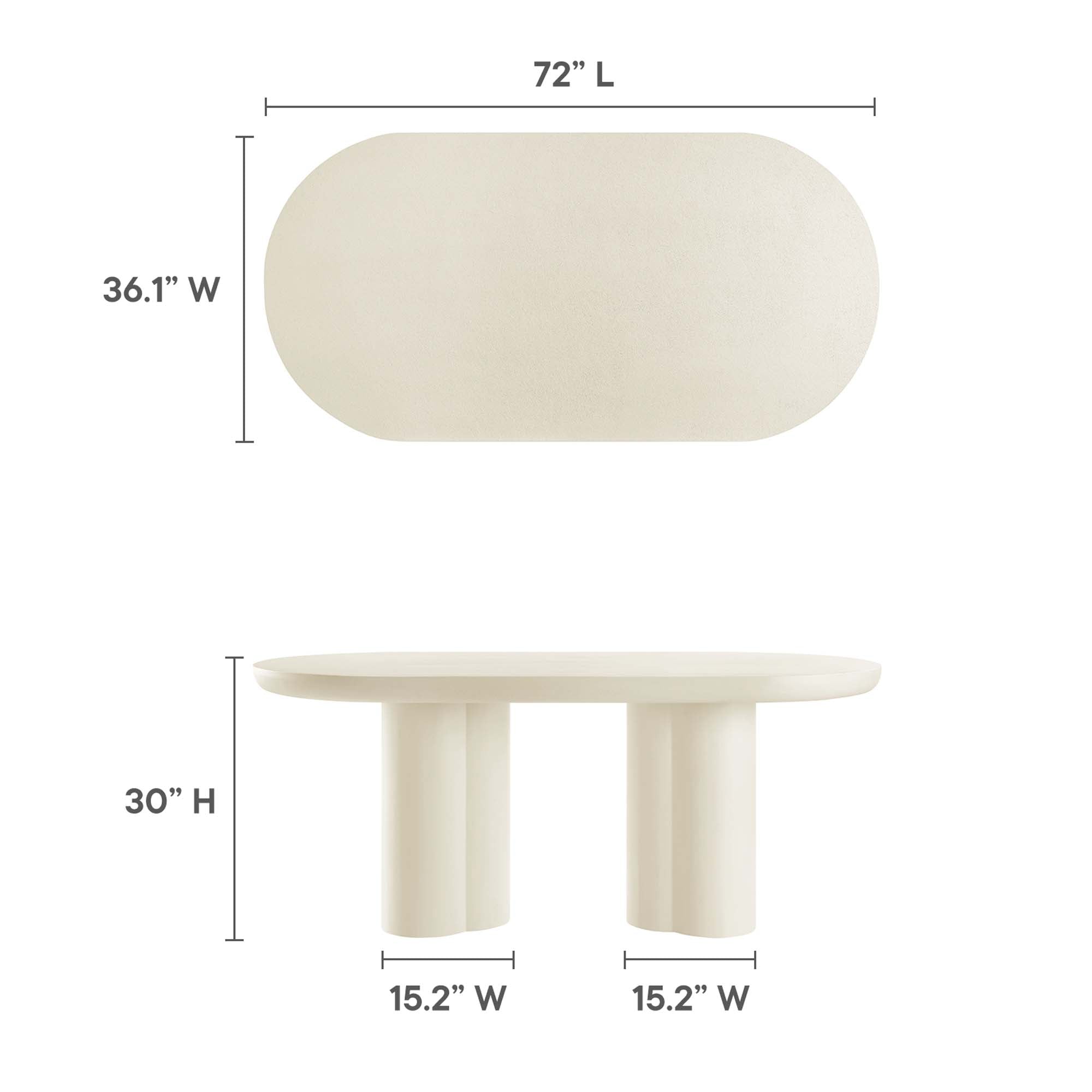 Caspian 72" Oval Concrete Dining Table, White
