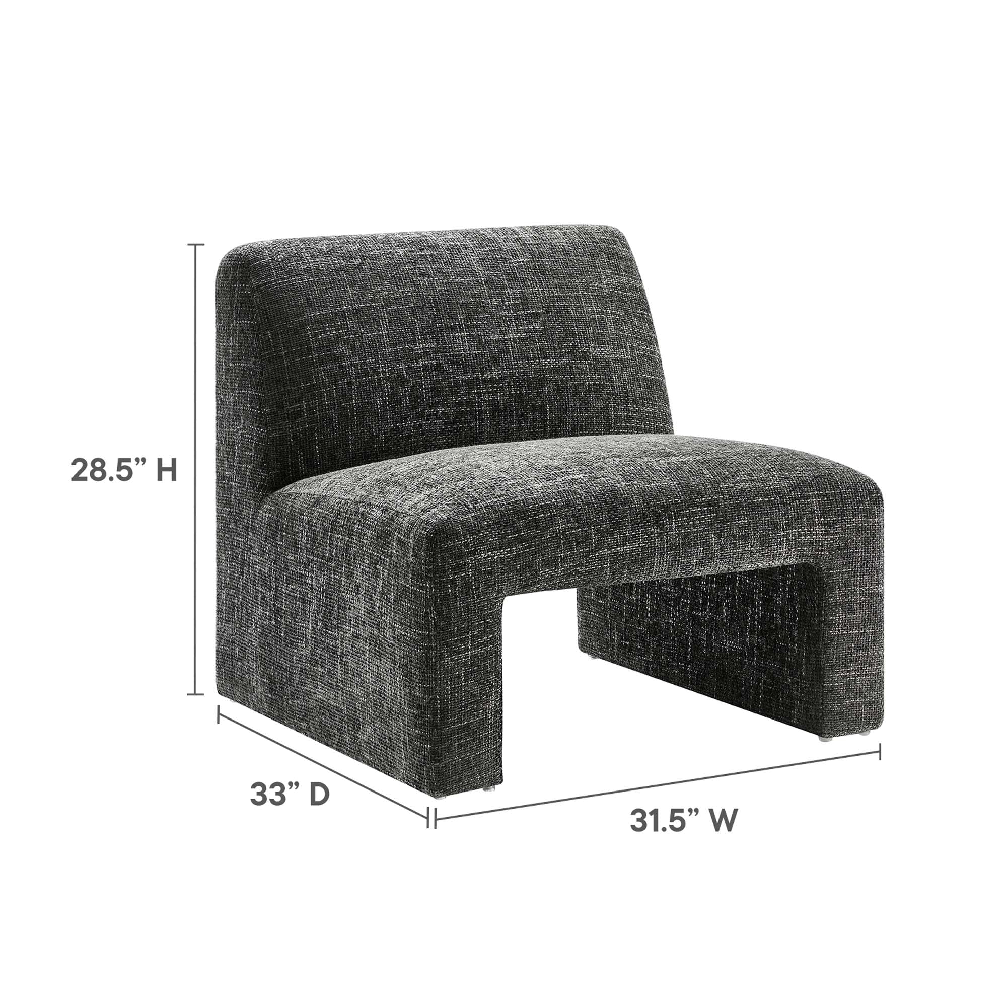 Amita Chenille Upholstered Accent Chair, Carbon Black