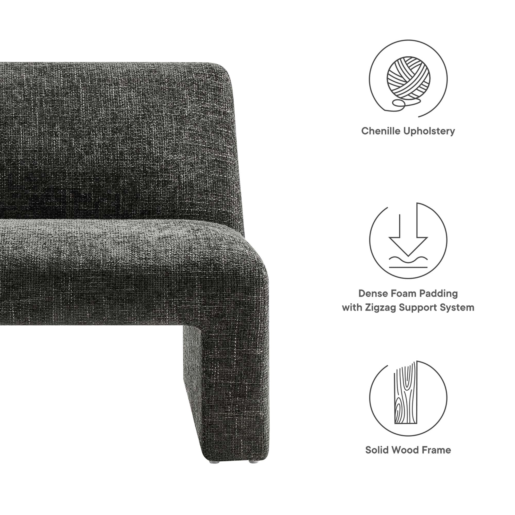 Amita Chenille Upholstered Accent Chair, Carbon Black