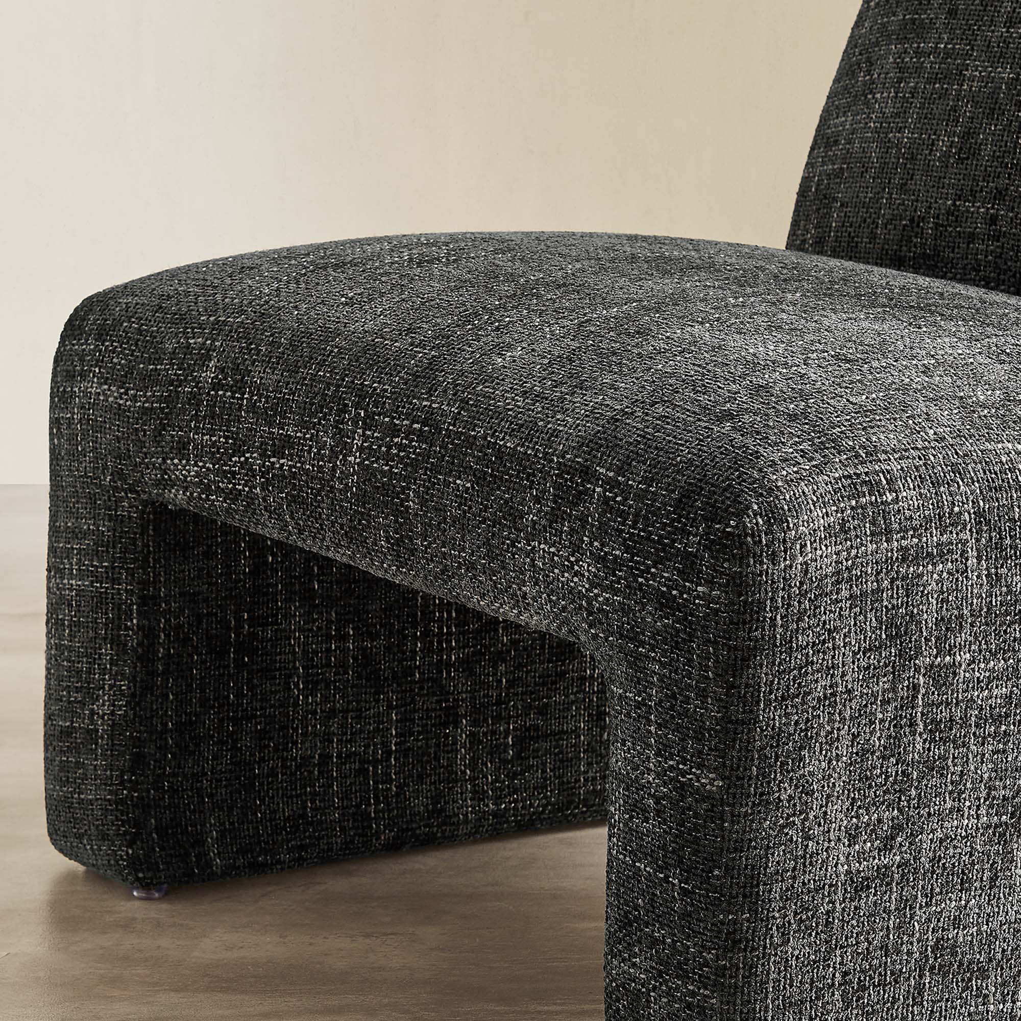 Amita Chenille Upholstered Accent Chair, Carbon Black