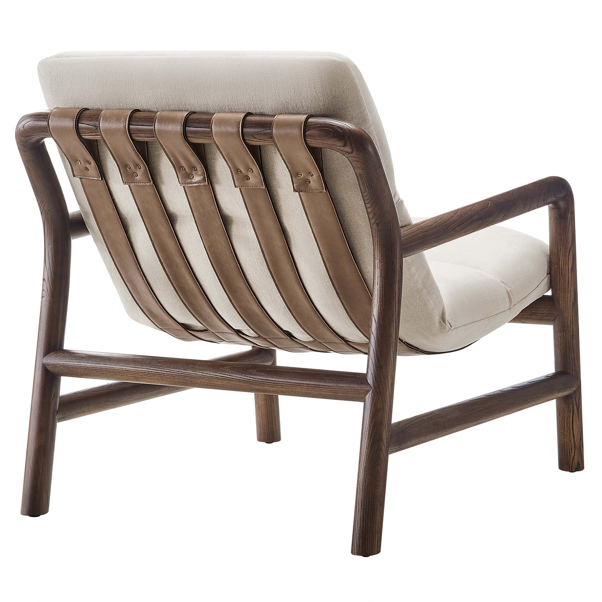 Paxton Wood Sling Chair, Dune Fabric Walnut