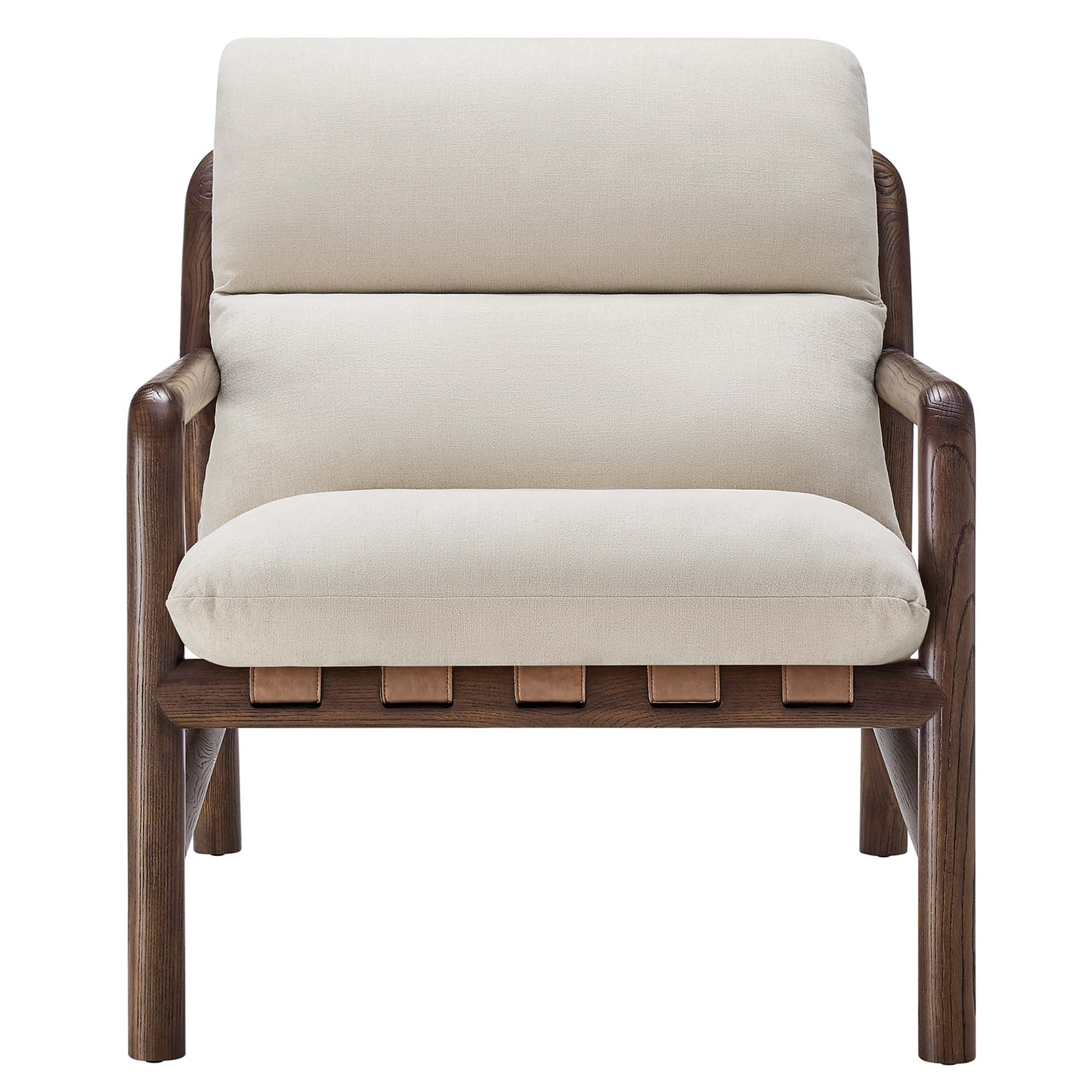 Paxton Wood Sling Chair, Dune Fabric Walnut