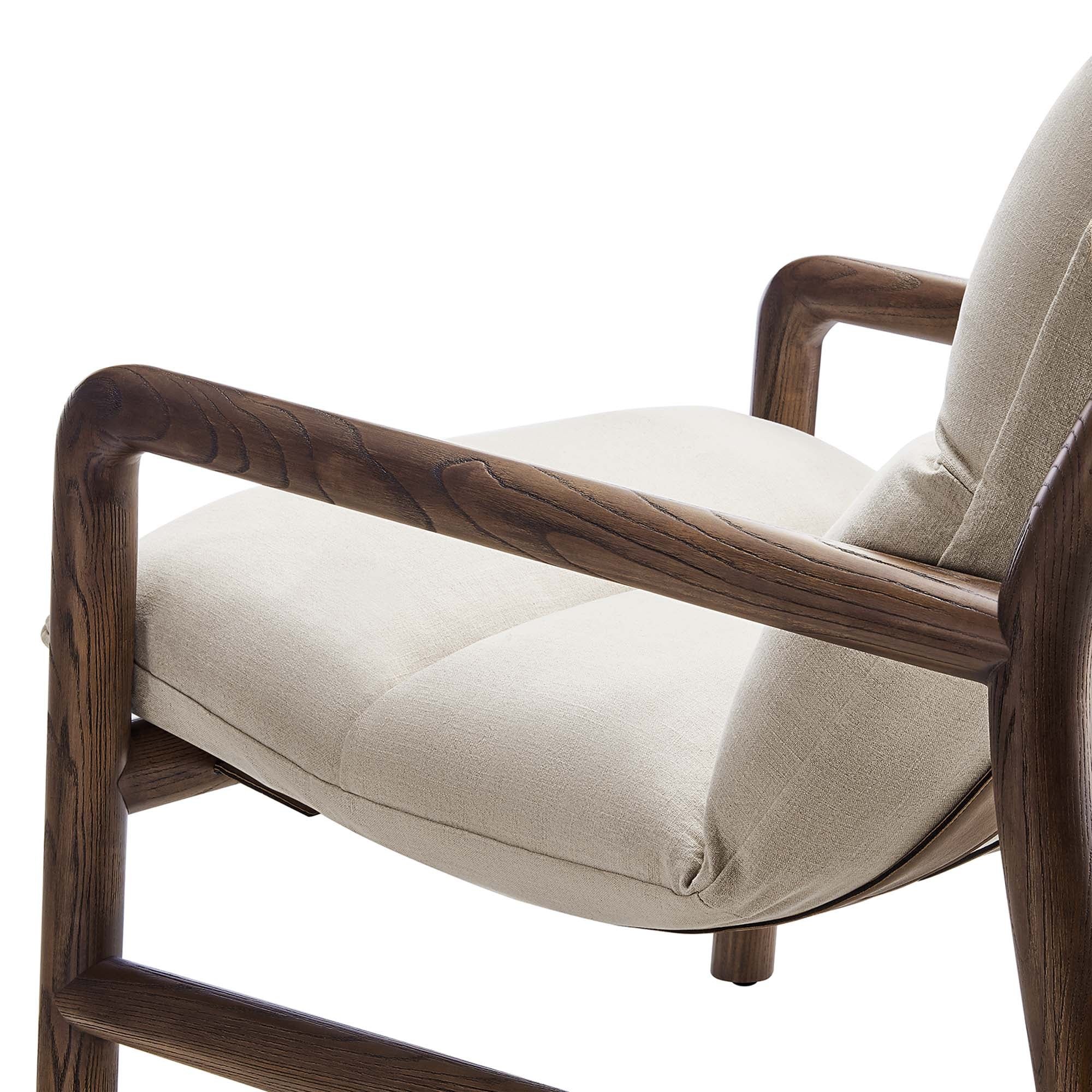 Paxton Wood Sling Chair, Dune Fabric Walnut