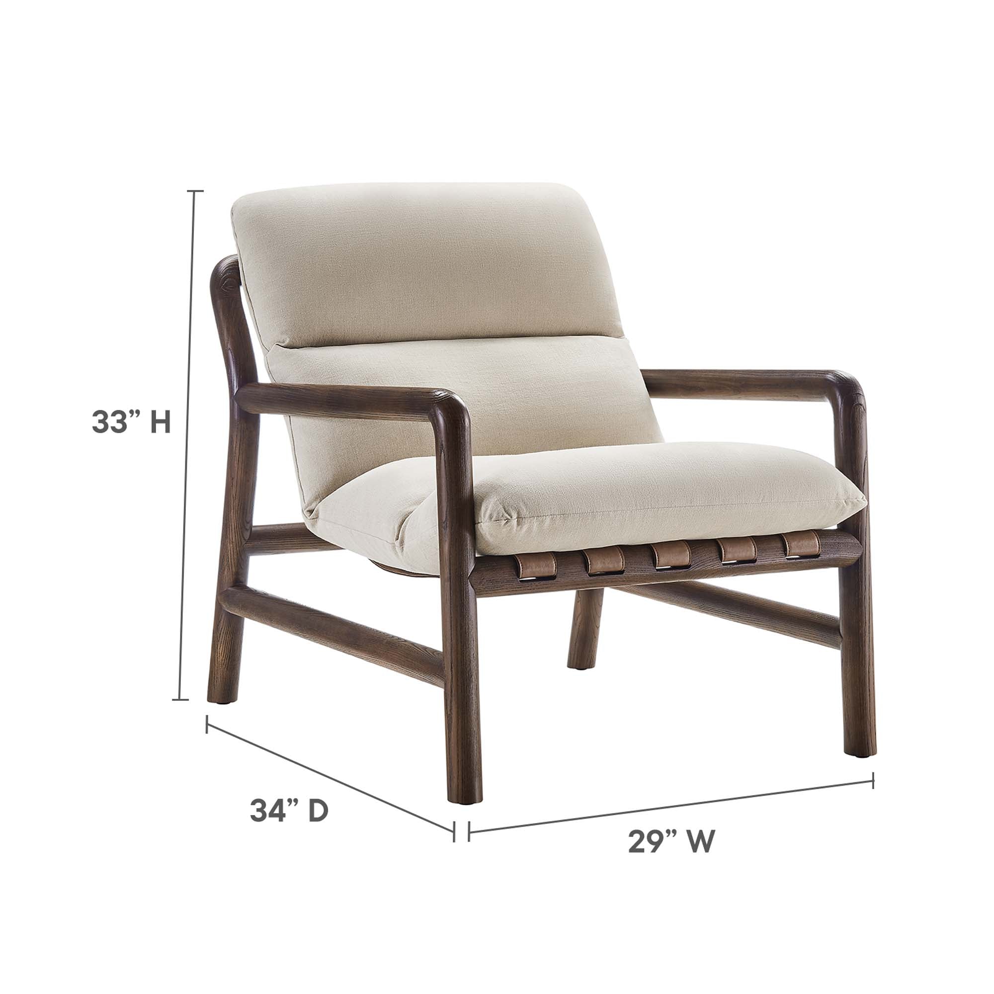 Paxton Wood Sling Chair, Dune Fabric Walnut