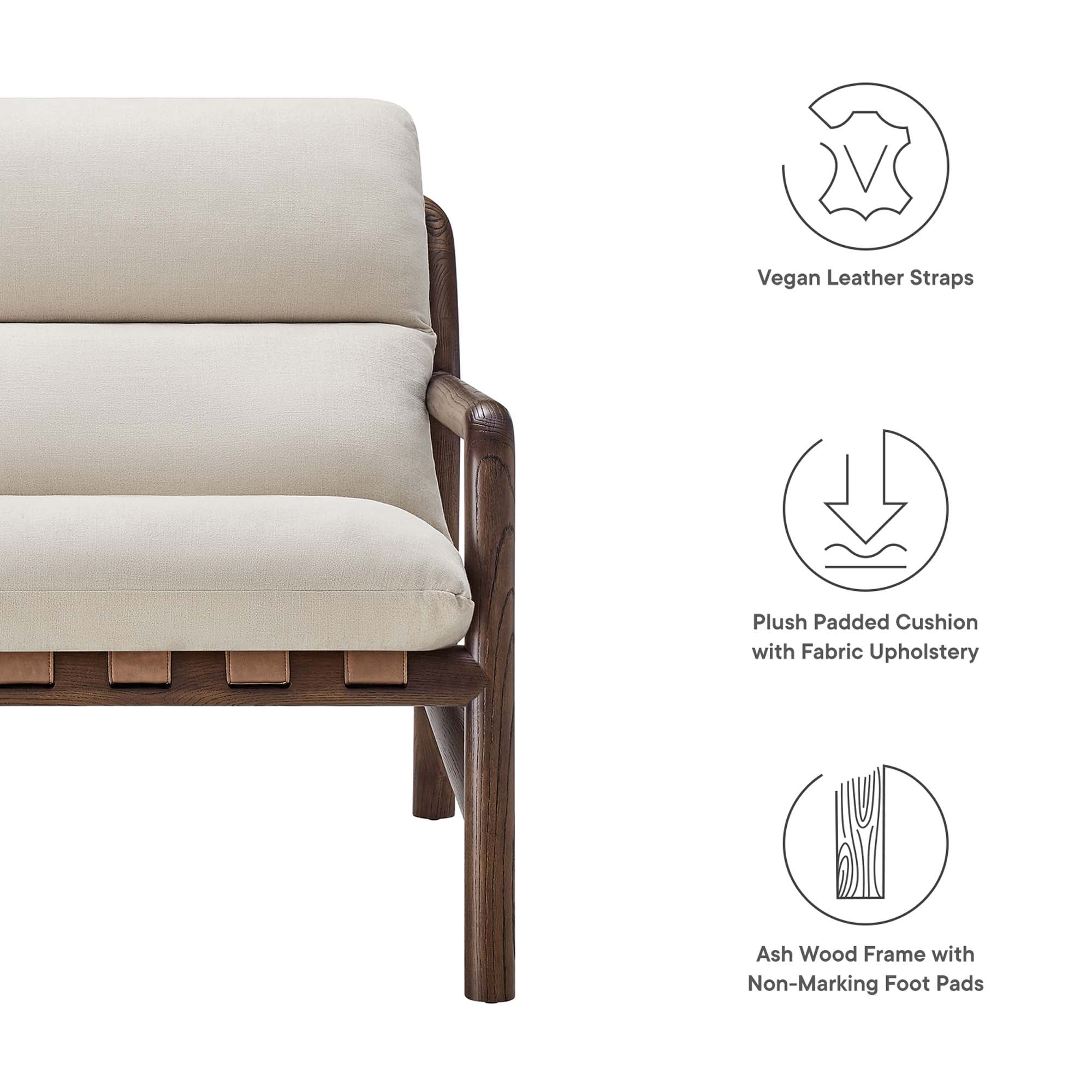 Paxton Wood Sling Chair, Dune Fabric Walnut
