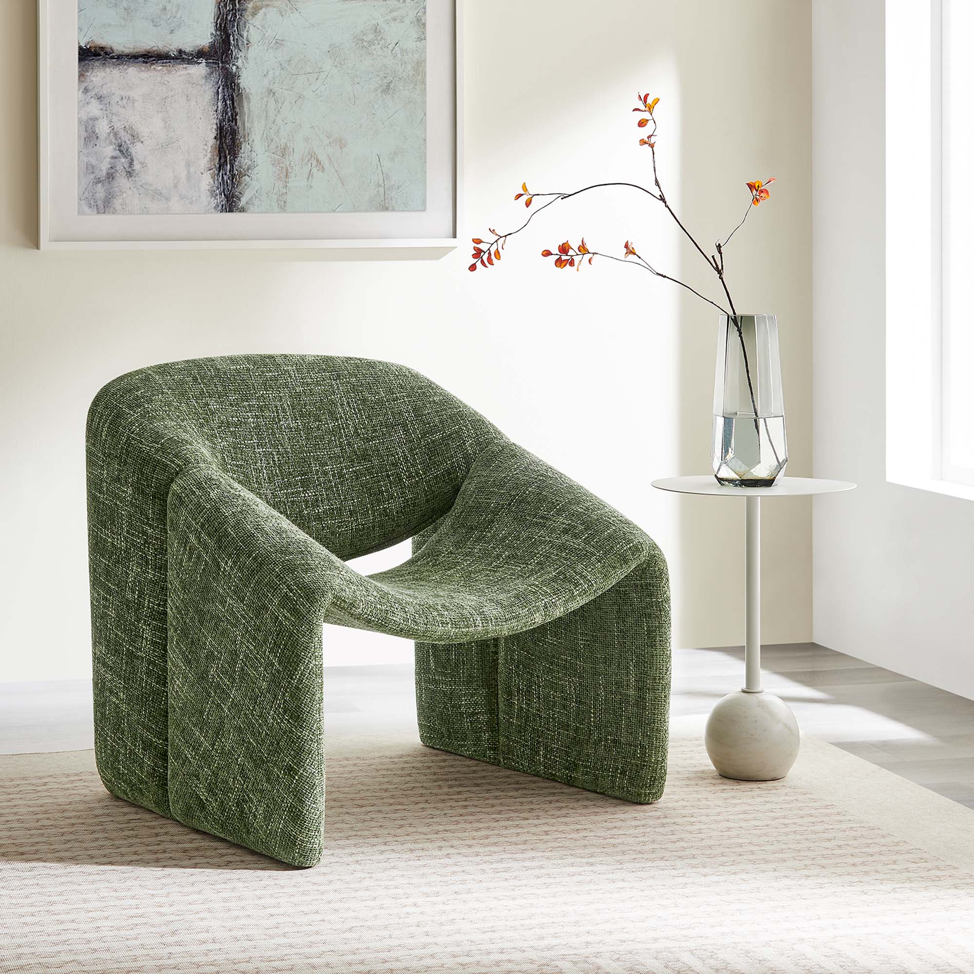 Vivi Chenille Upholstered Accent Chair, Basil
