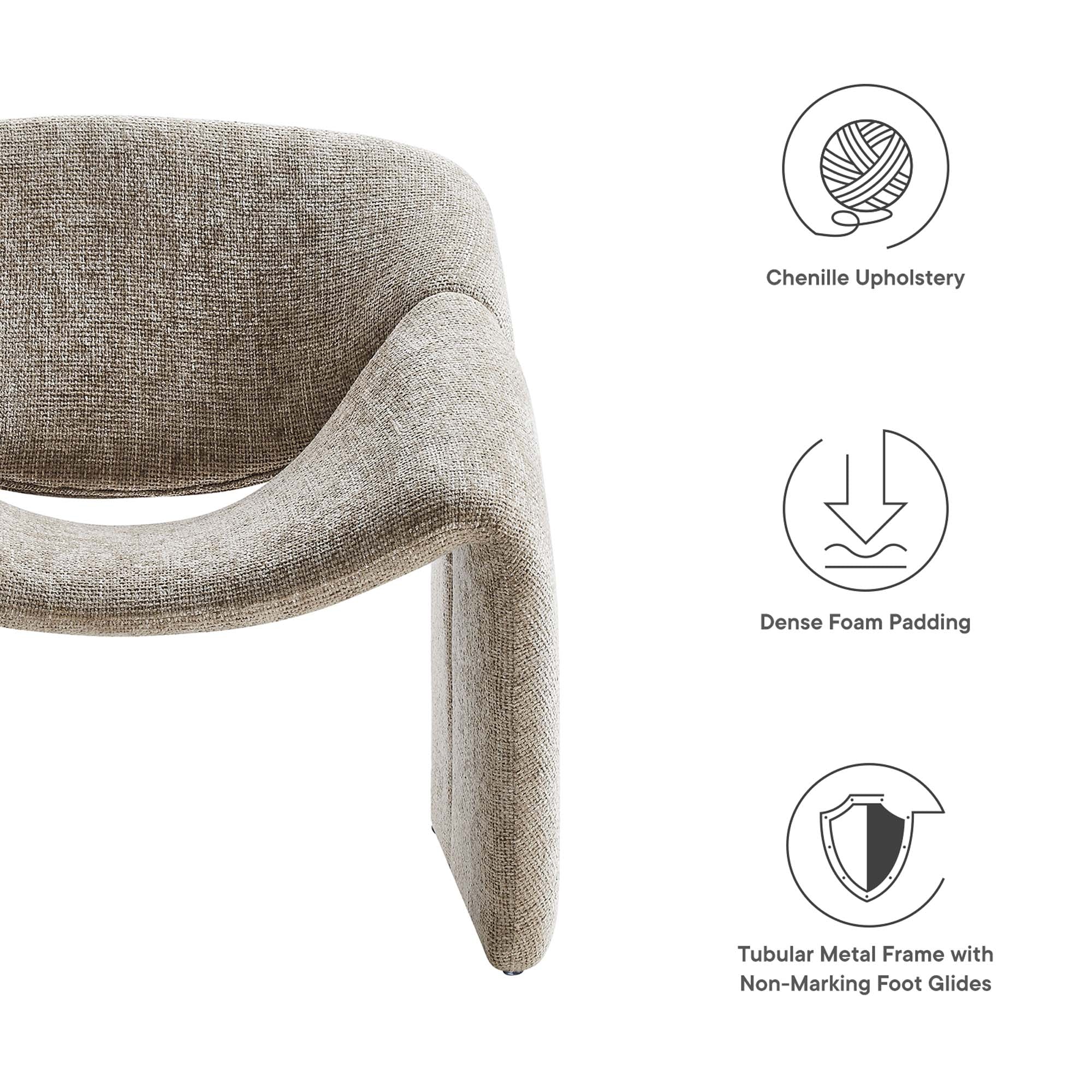 Vivi Chenille Upholstered Accent Chair, Khaki