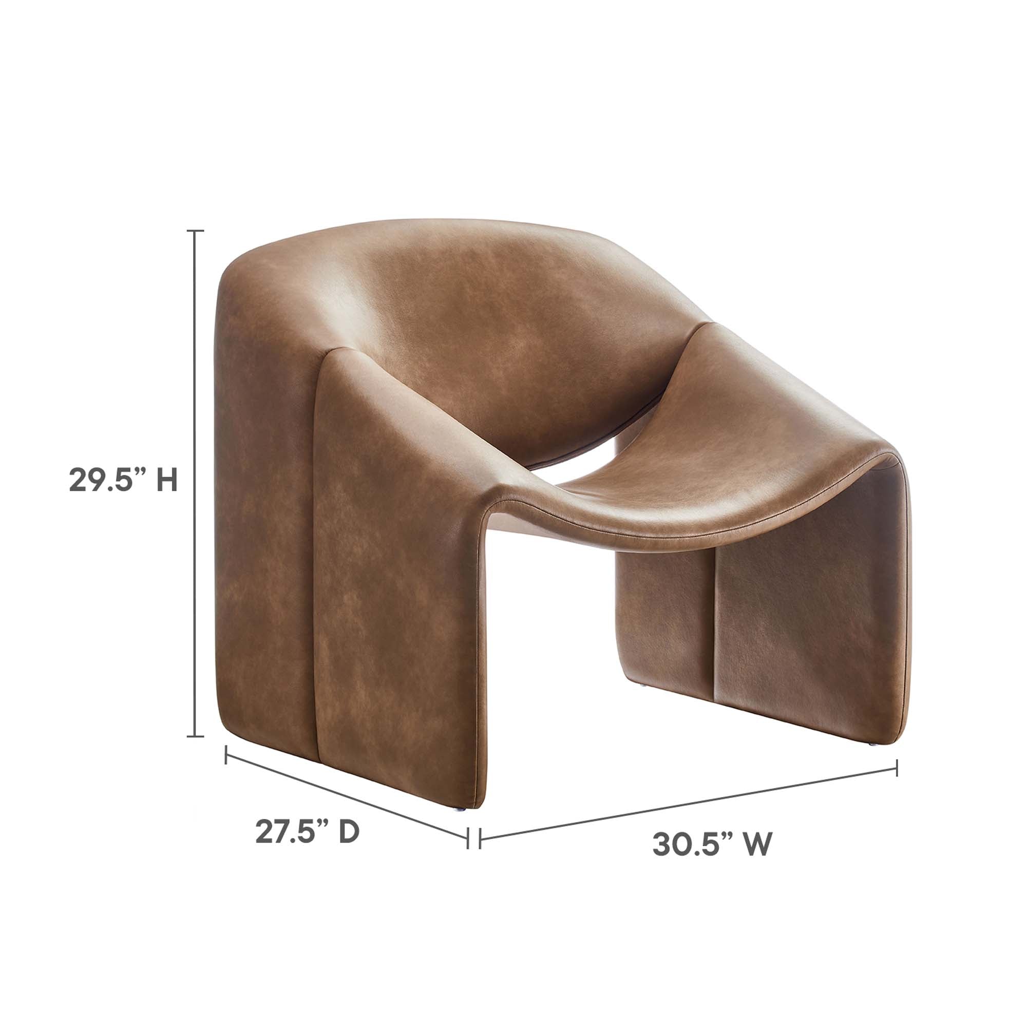 Vivi Vegan Leather Accent Chair, Brown