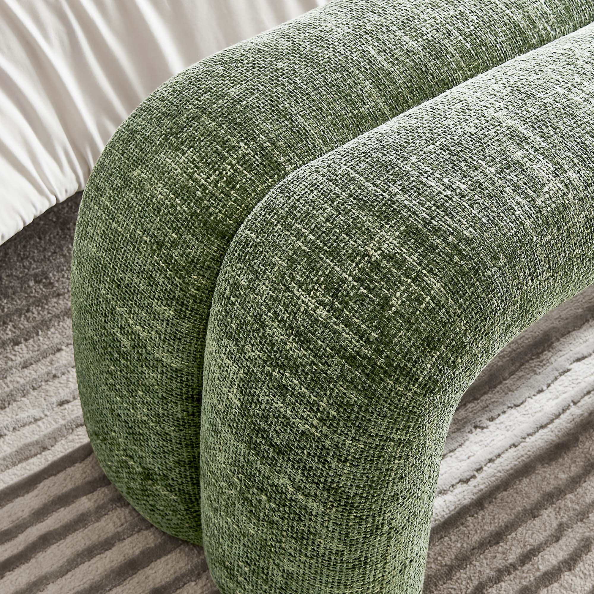 Dax 50.5" Chenille Upholstered Accent Bench, Basil