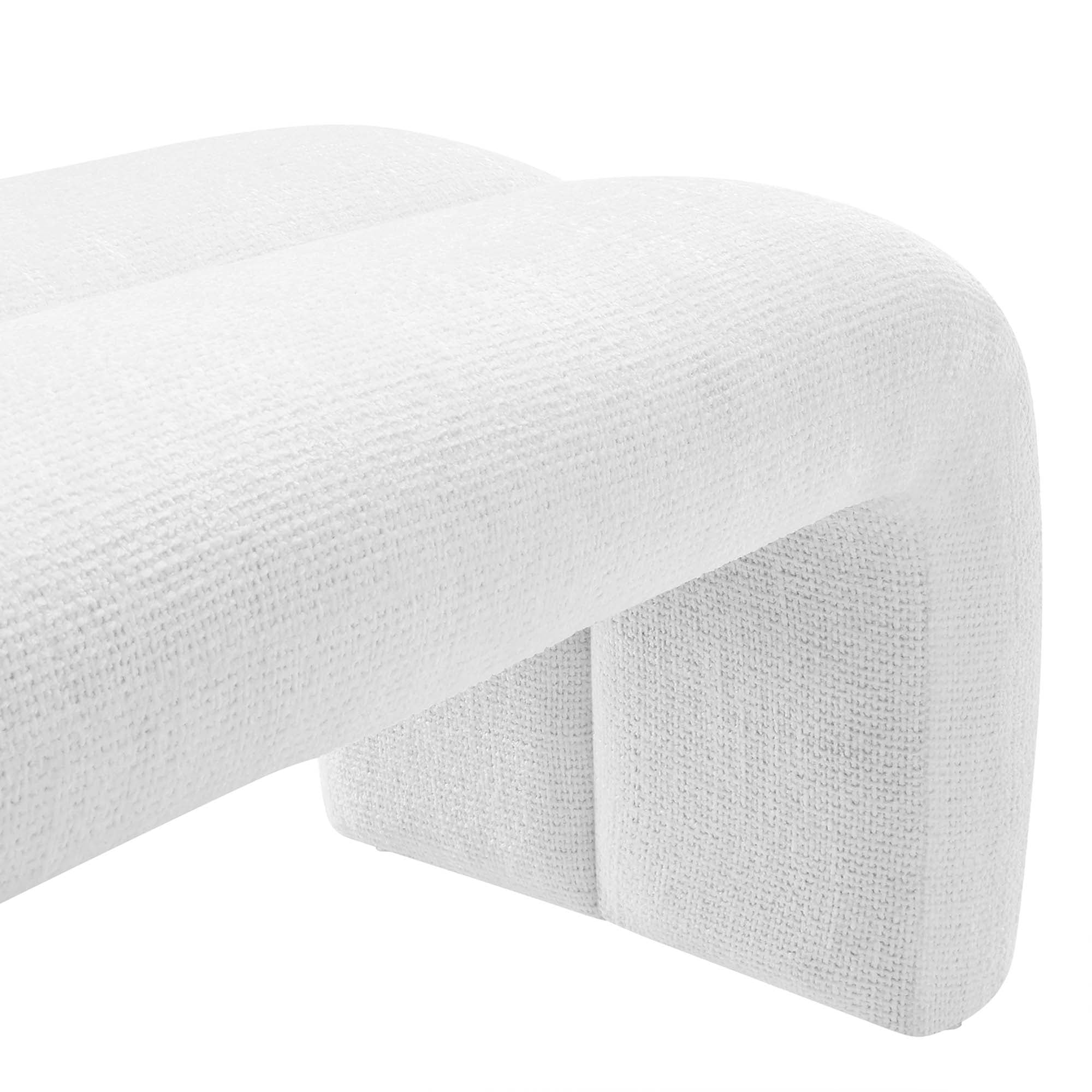 Dax 50.5" Chenille Upholstered Accent Bench, Frost
