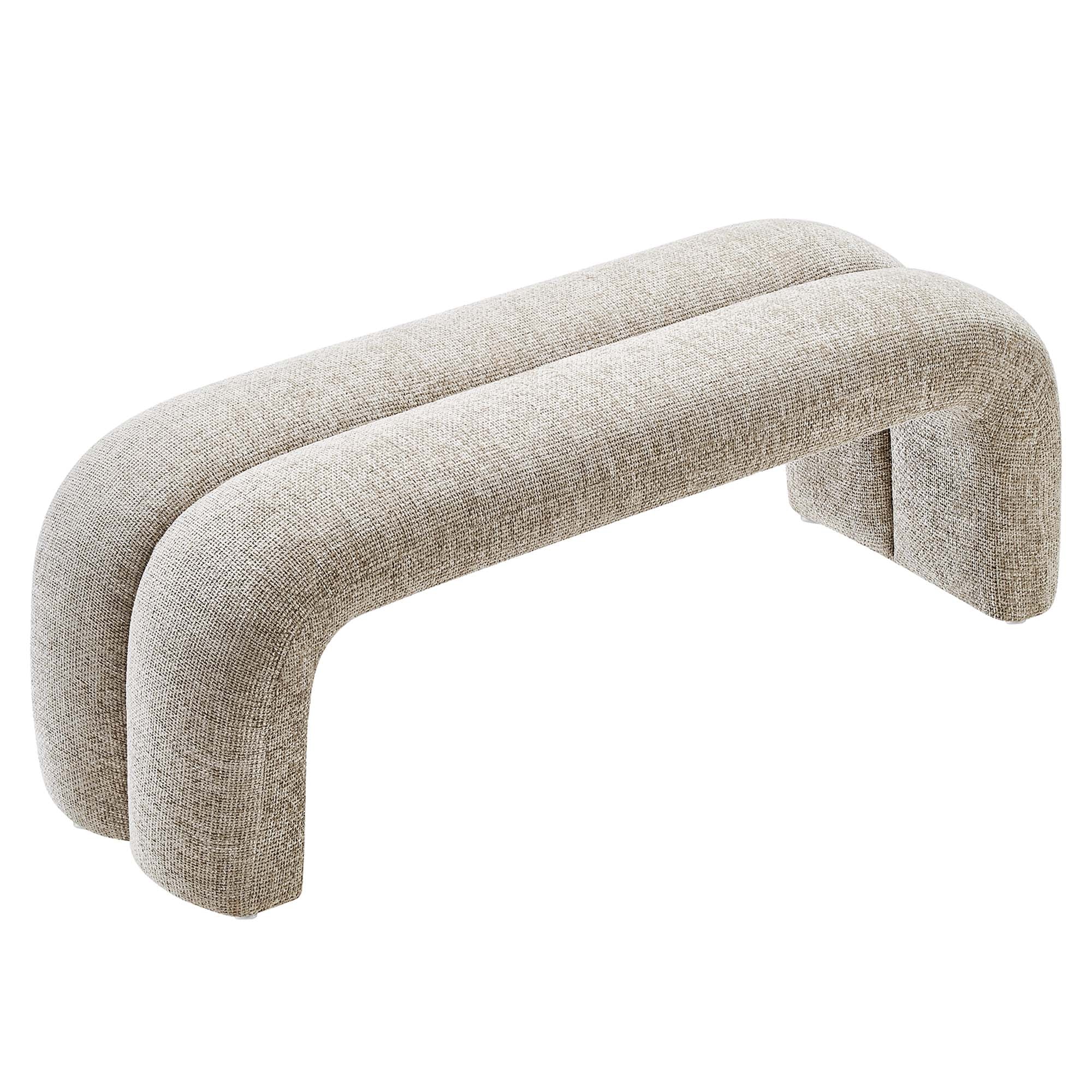 Dax 50.5" Chenille Upholstered Accent Bench, Khaki