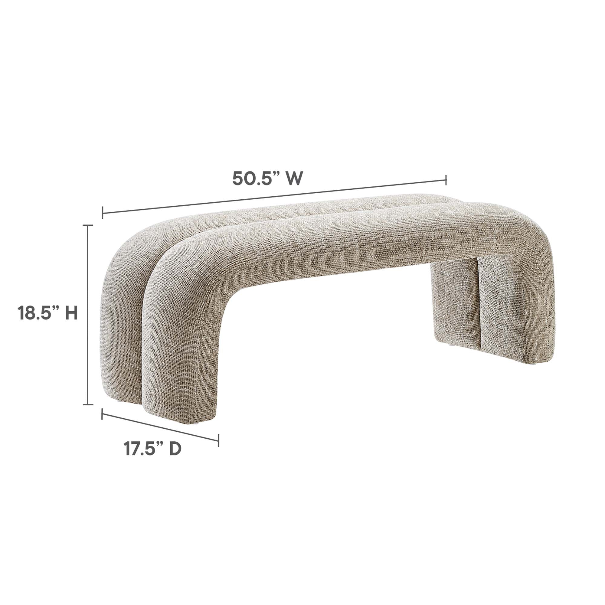Dax 50.5" Chenille Upholstered Accent Bench, Khaki