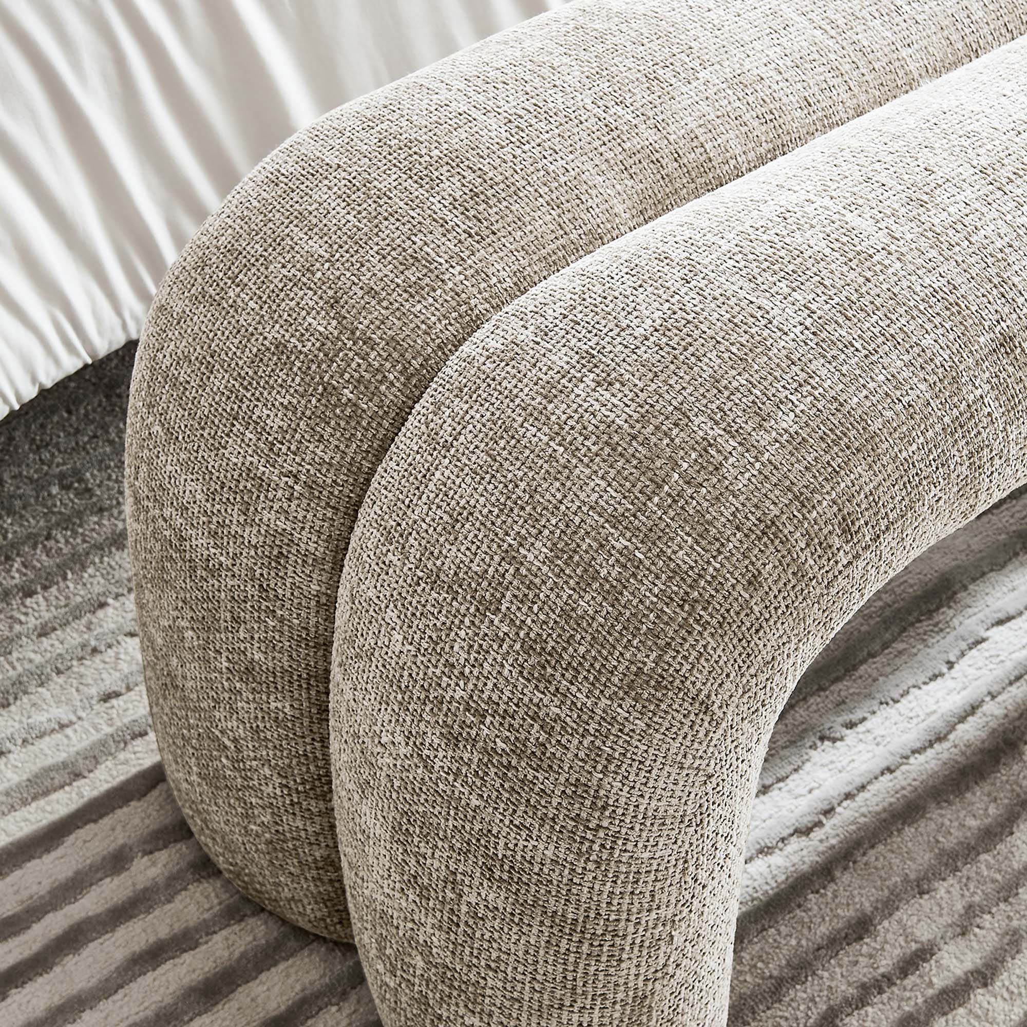 Dax 50.5" Chenille Upholstered Accent Bench, Khaki