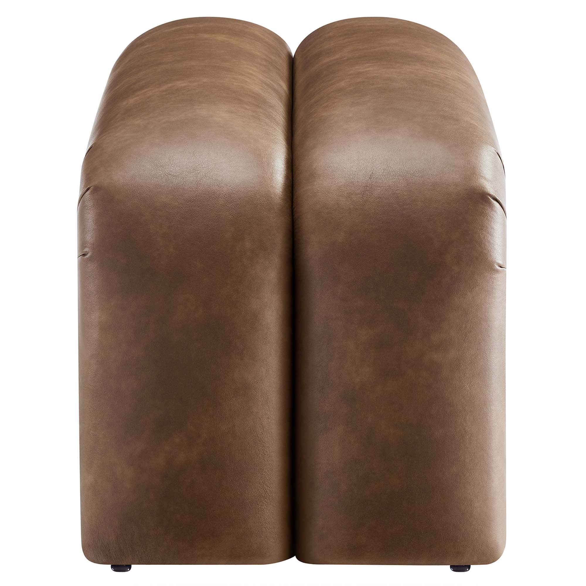 Dax 50.5" Vegan Leather Upholstered Accent Bench, Brown