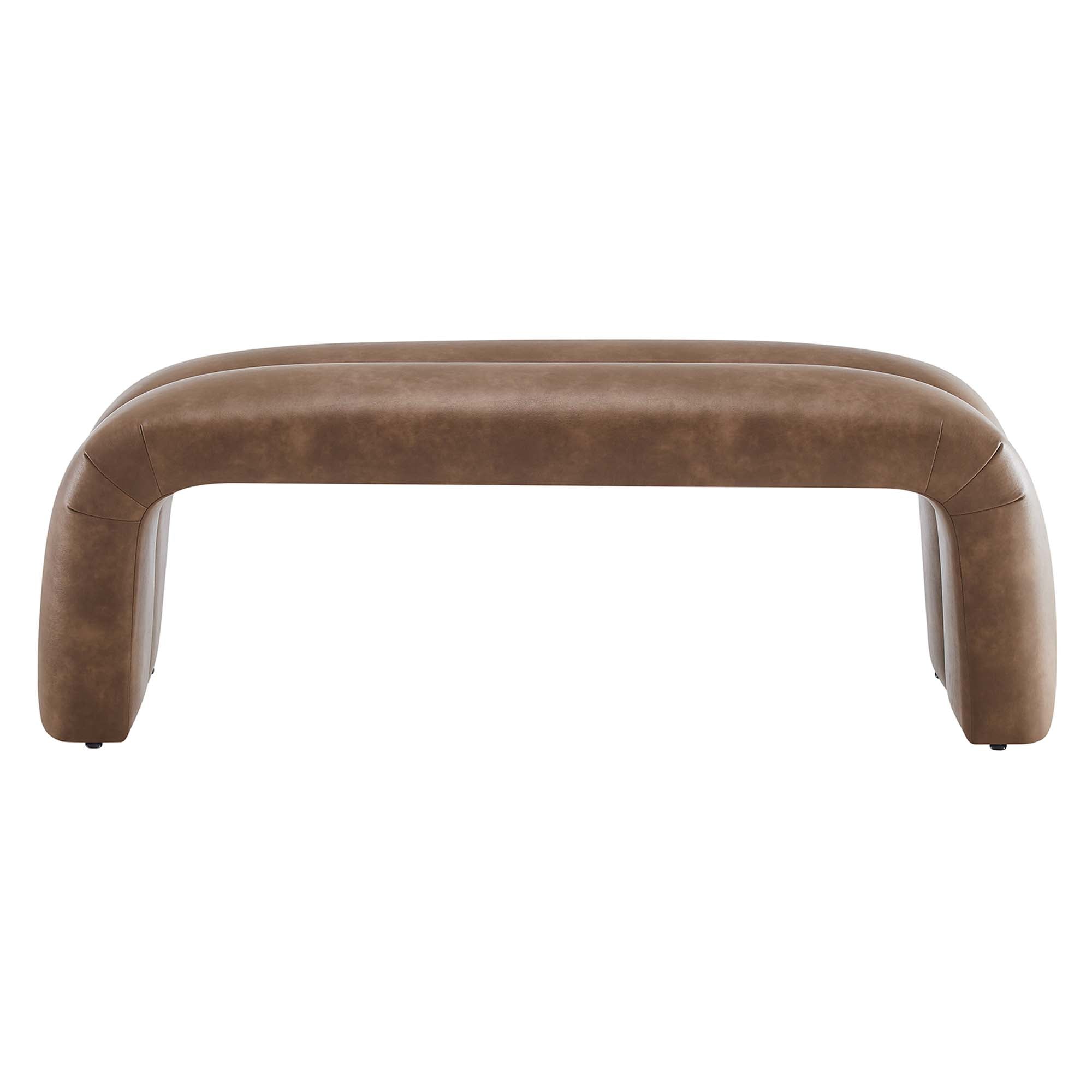 Dax 50.5" Vegan Leather Upholstered Accent Bench, Brown