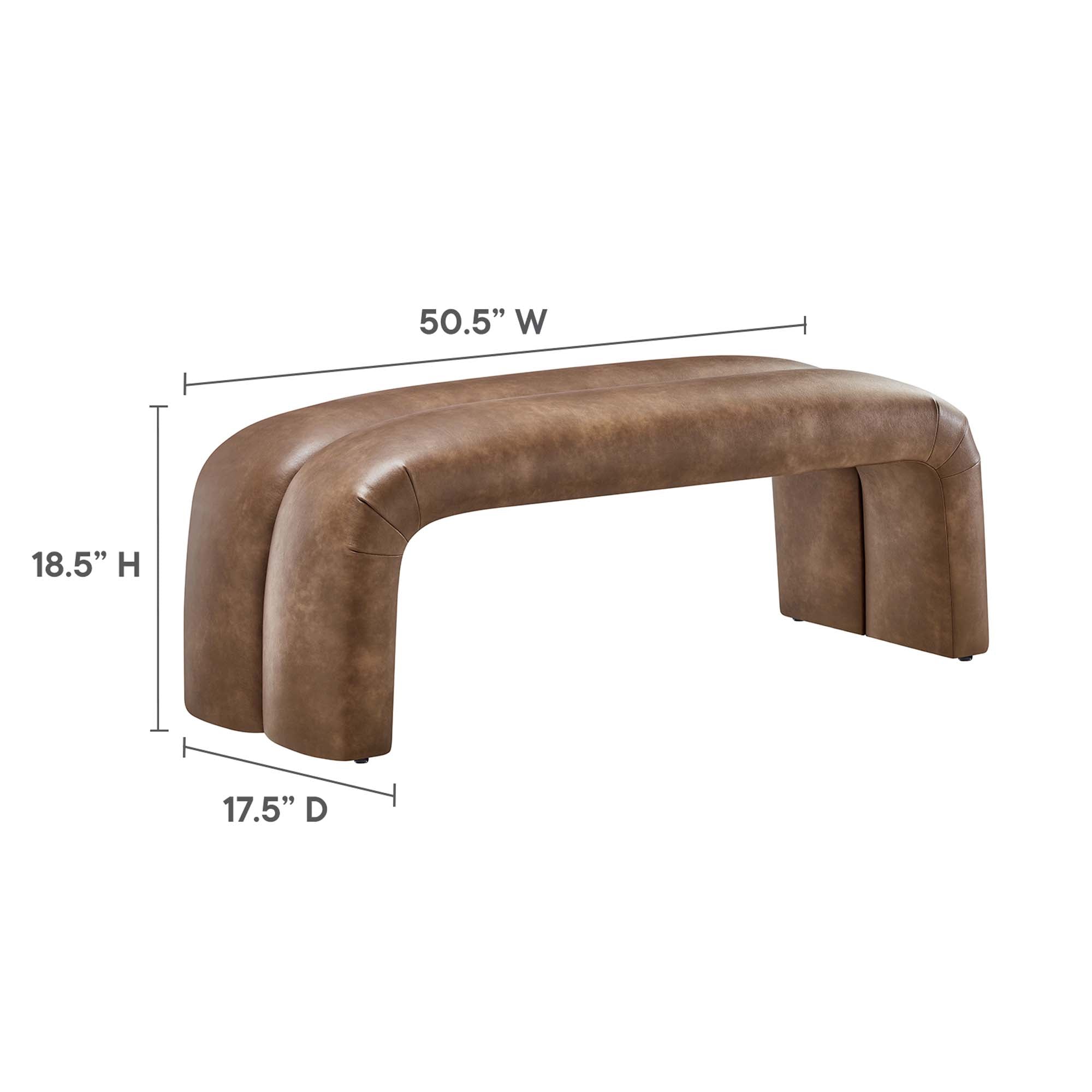 Dax 50.5" Vegan Leather Upholstered Accent Bench, Brown