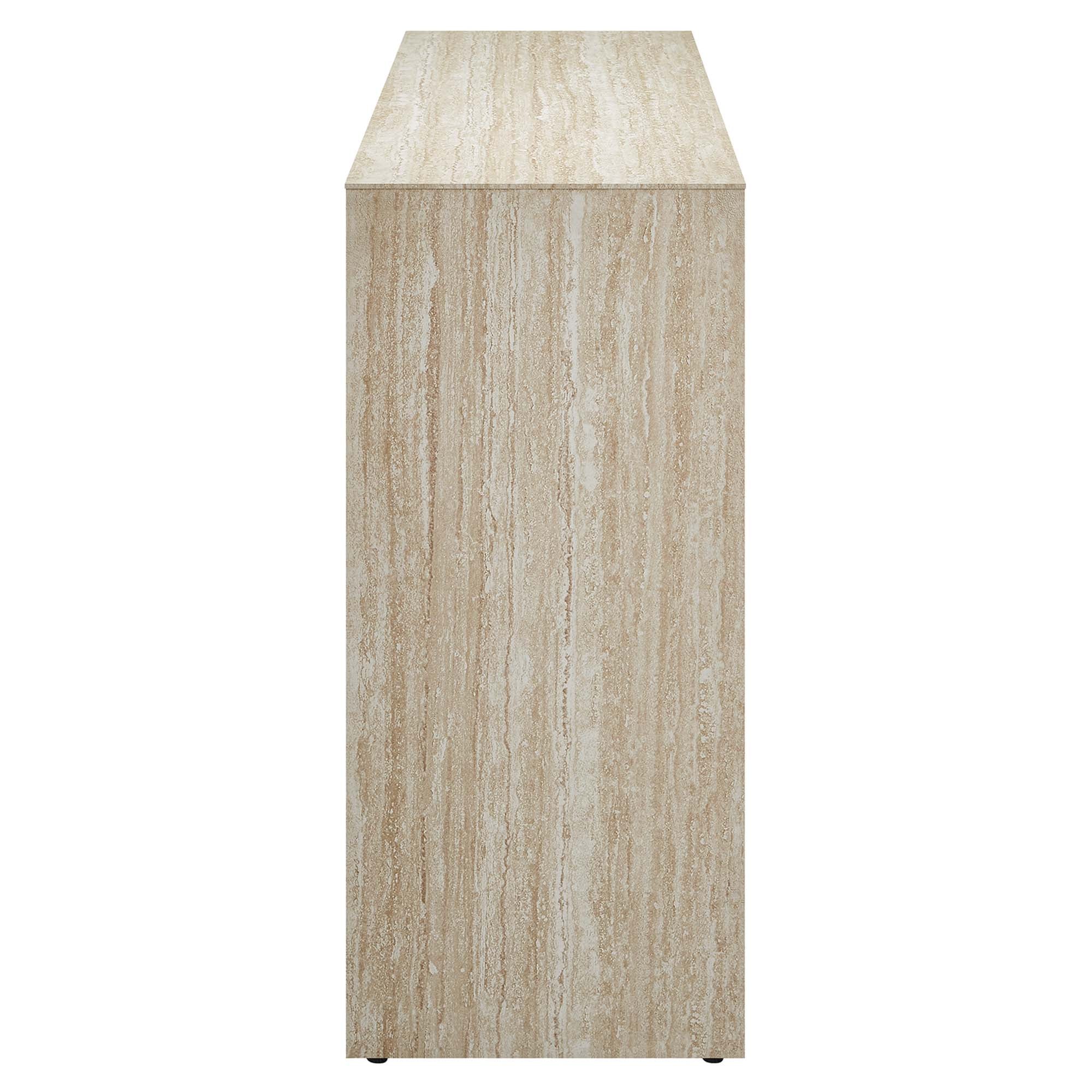 Mirella Faux Travertine Console Table, Travertine