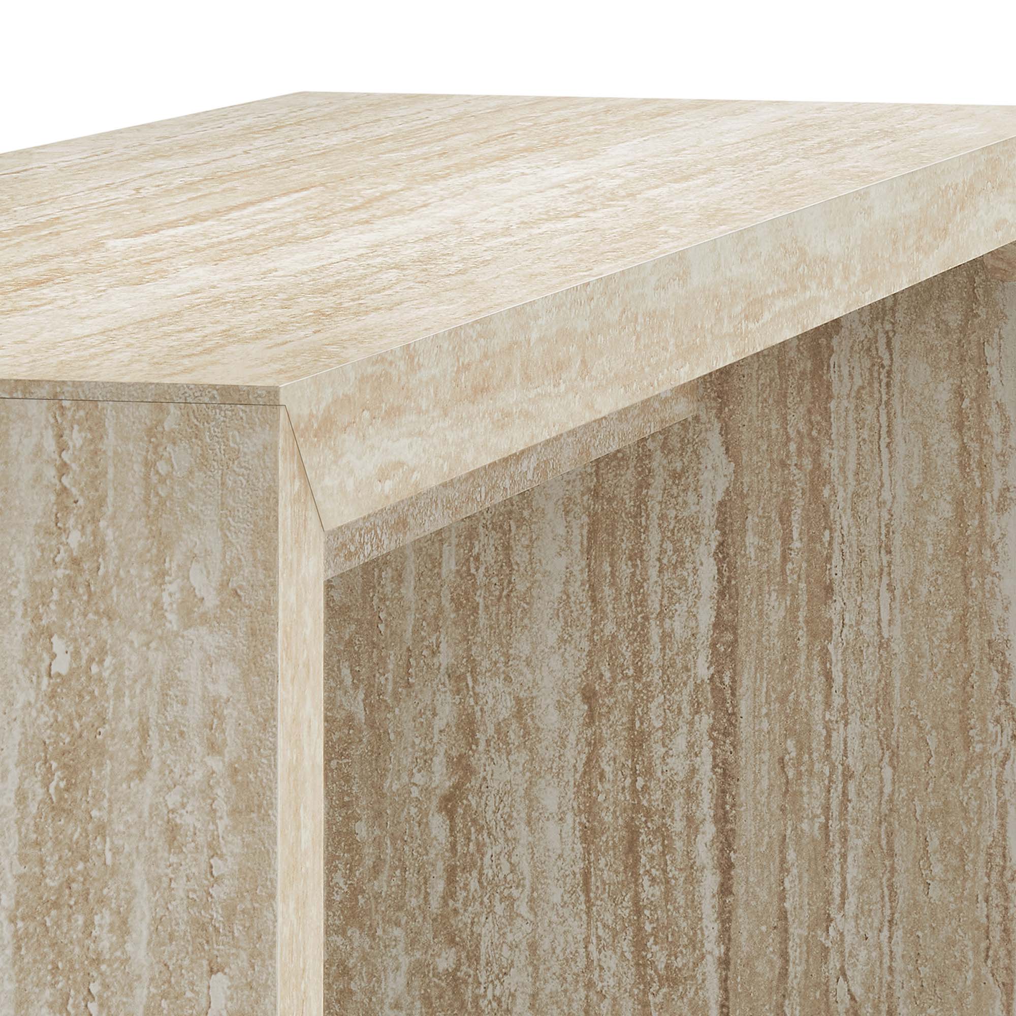 Mirella Faux Travertine Console Table, Travertine