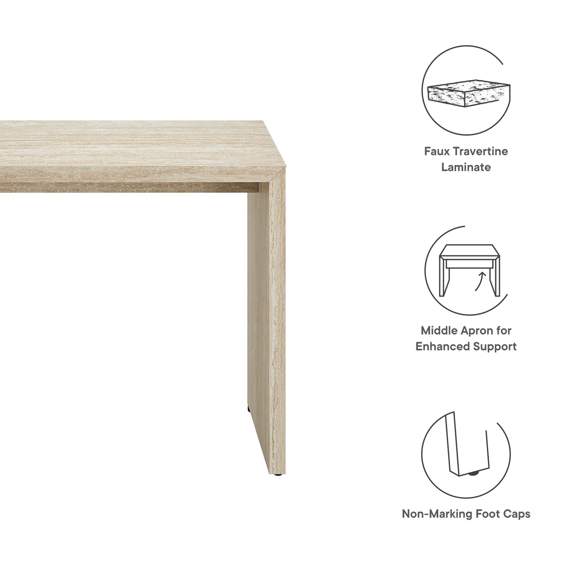 Mirella Faux Travertine Console Table, Travertine