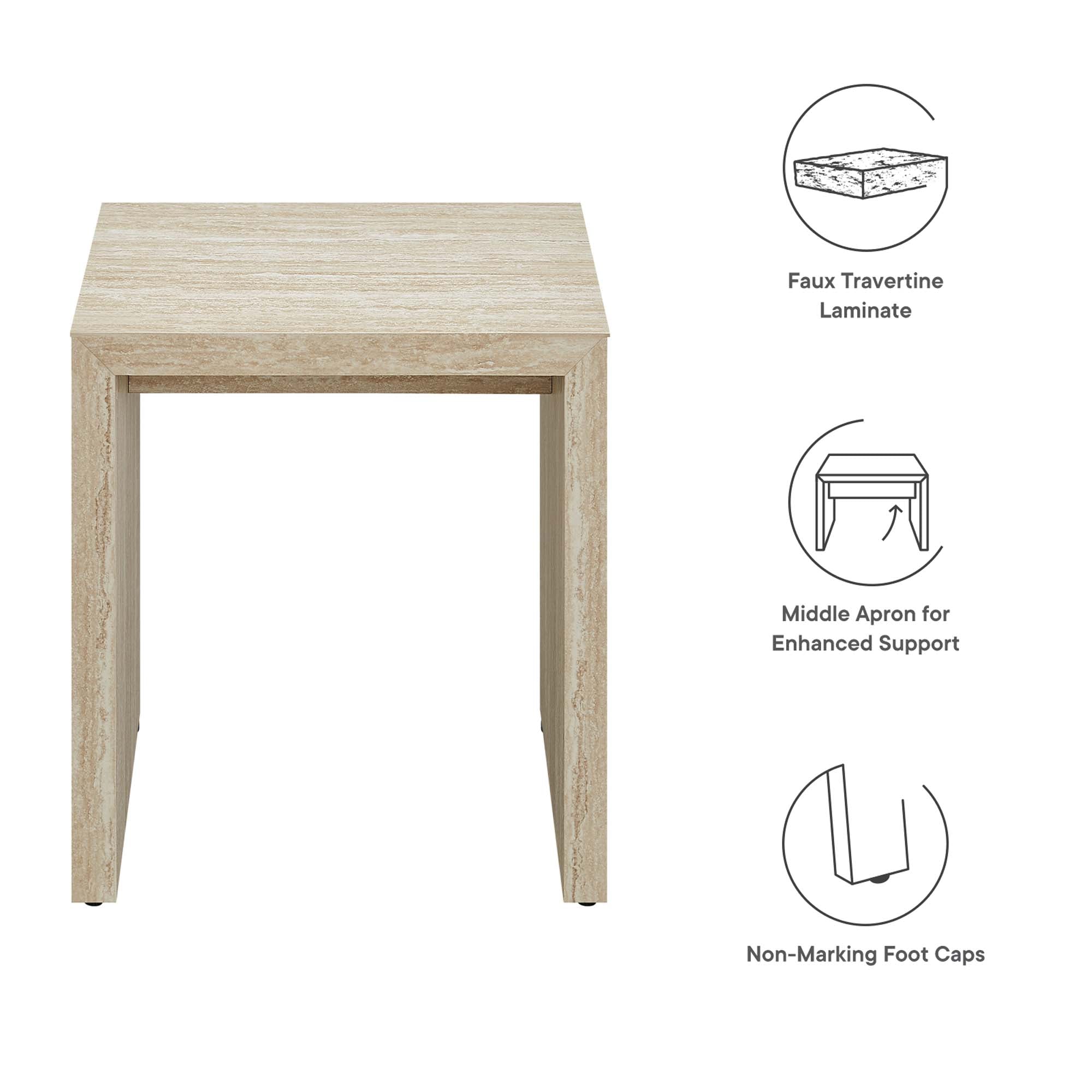 Mirella Faux Travertine Side Table, Travertine