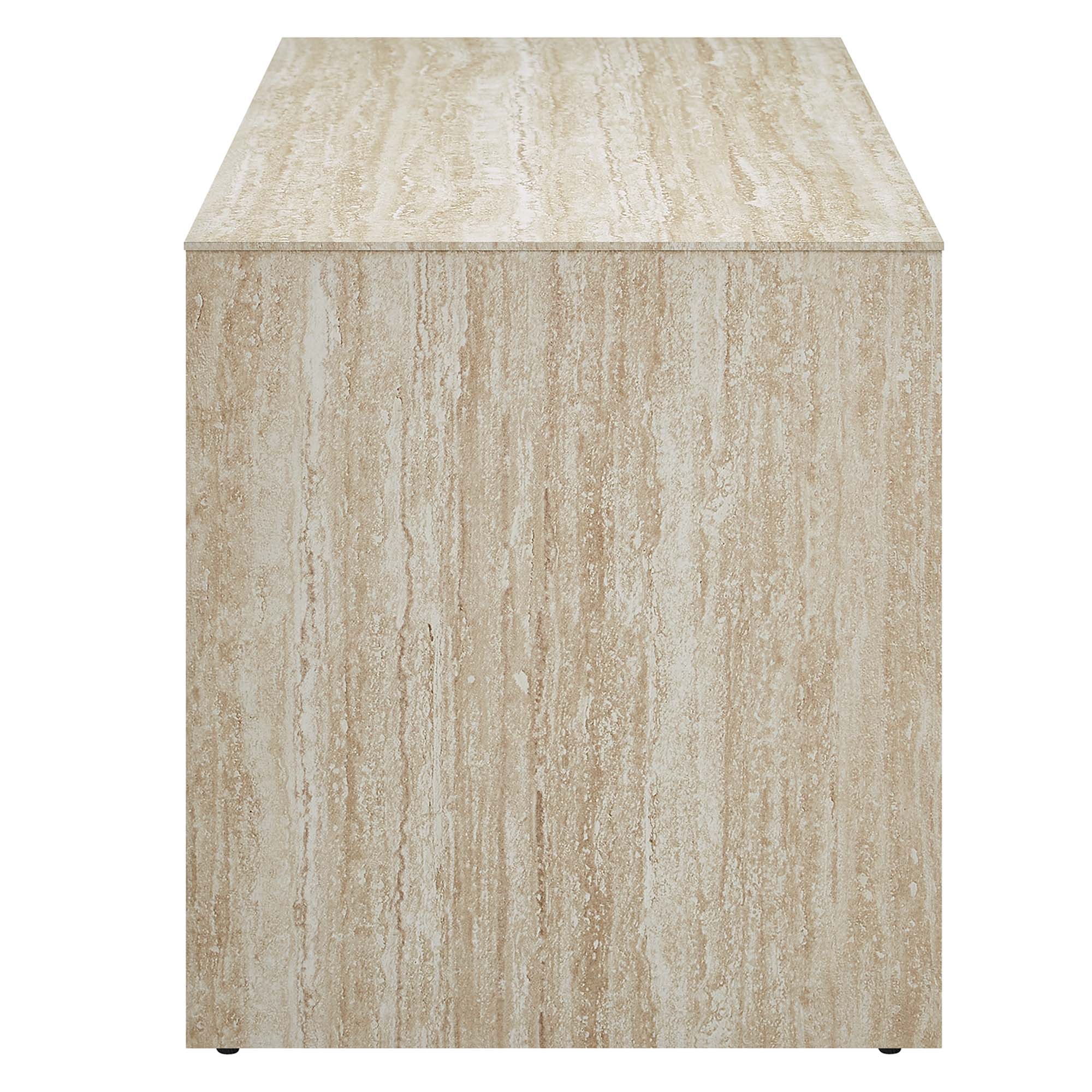 Mirella 53.5" Faux Travertine Bench, Travertine