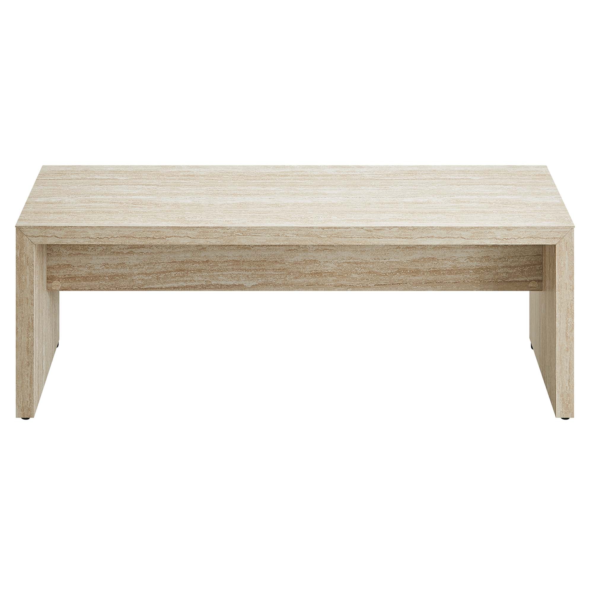 Mirella 53.5" Faux Travertine Bench, Travertine