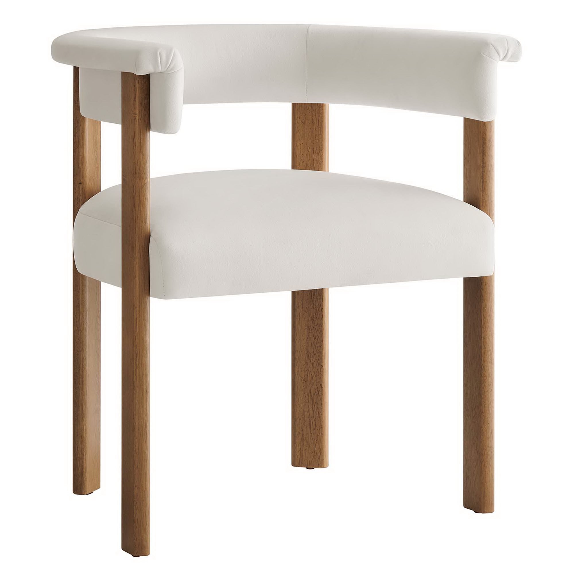 Imogen Performance Velvet Barrel Dining Chairs Set of 2, Alabaster Deep Brown
