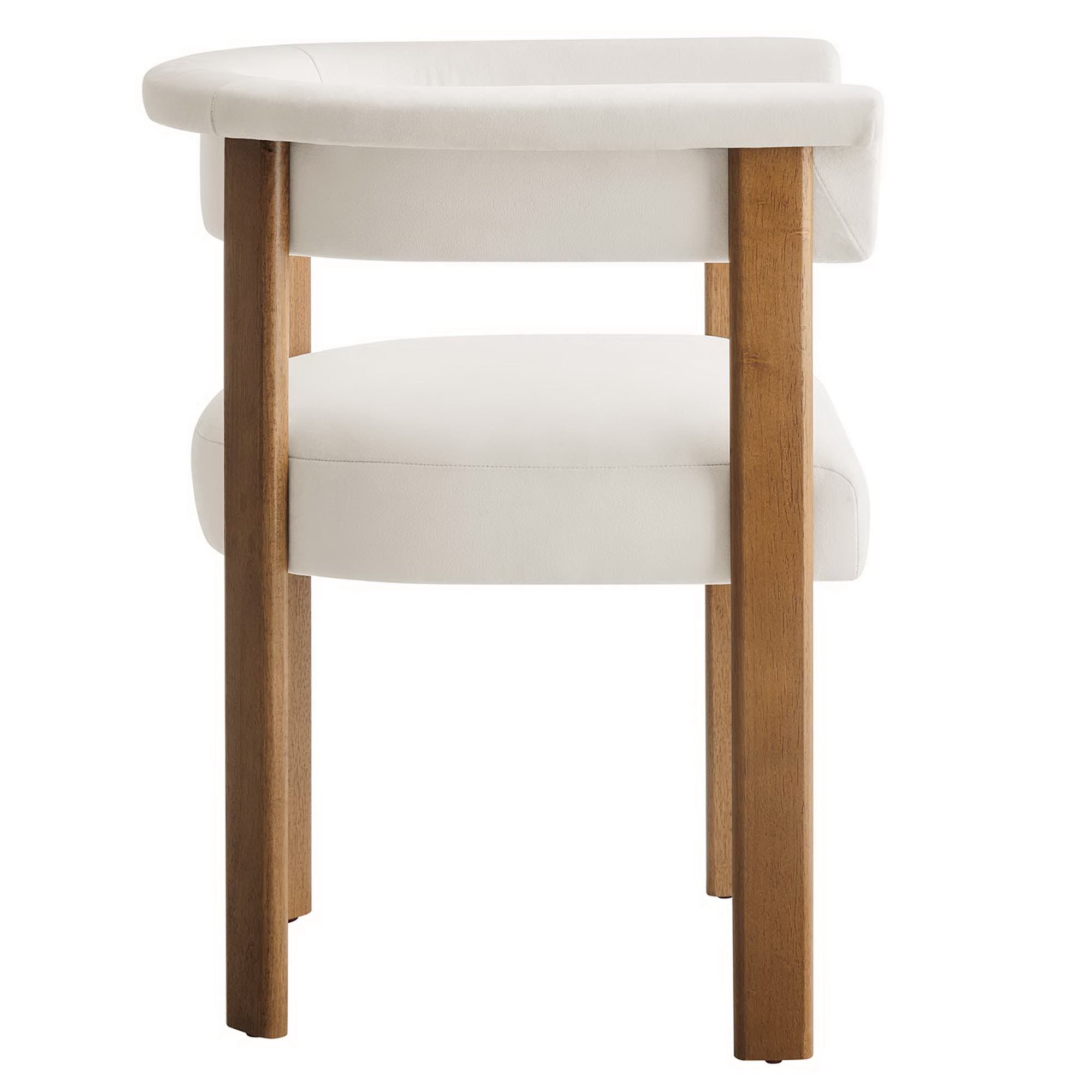 Imogen Performance Velvet Barrel Dining Chairs Set of 2, Alabaster Deep Brown