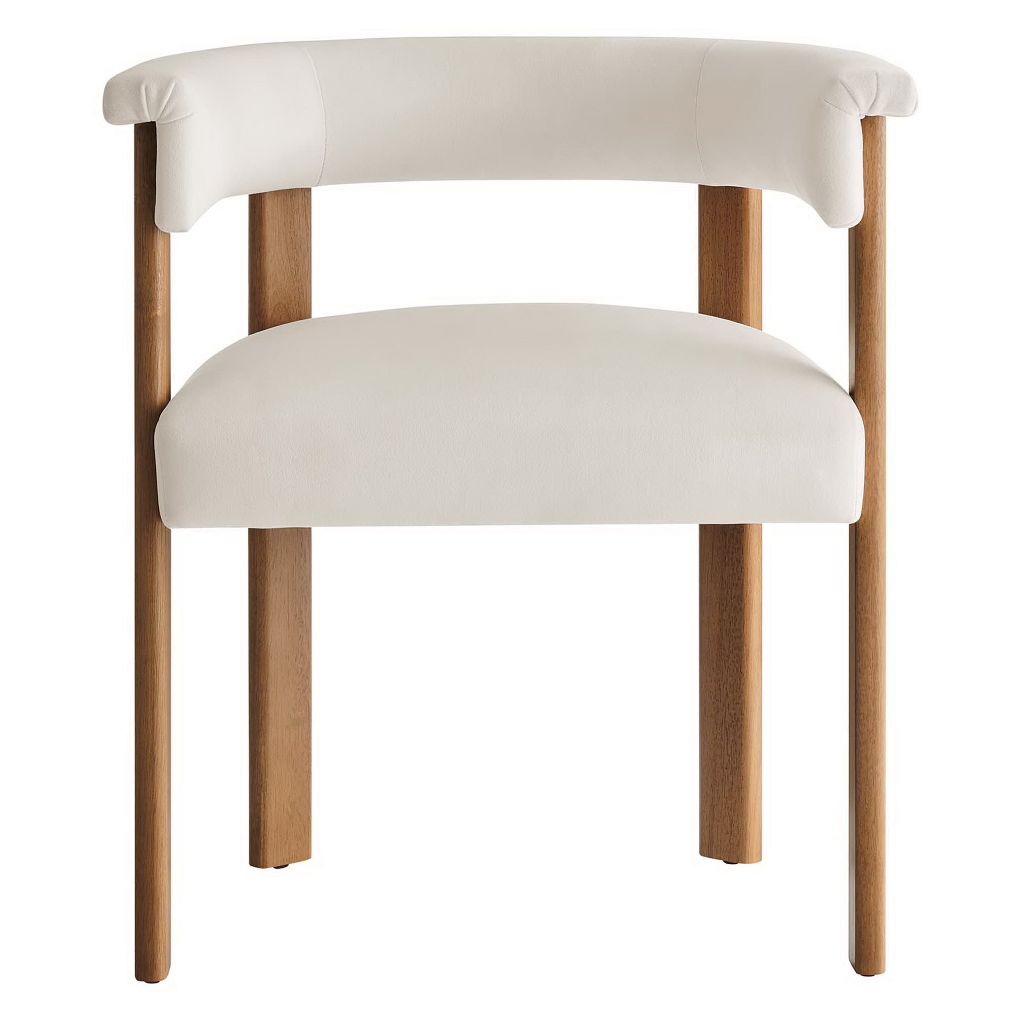 Imogen Performance Velvet Barrel Dining Chairs Set of 2, Alabaster Deep Brown