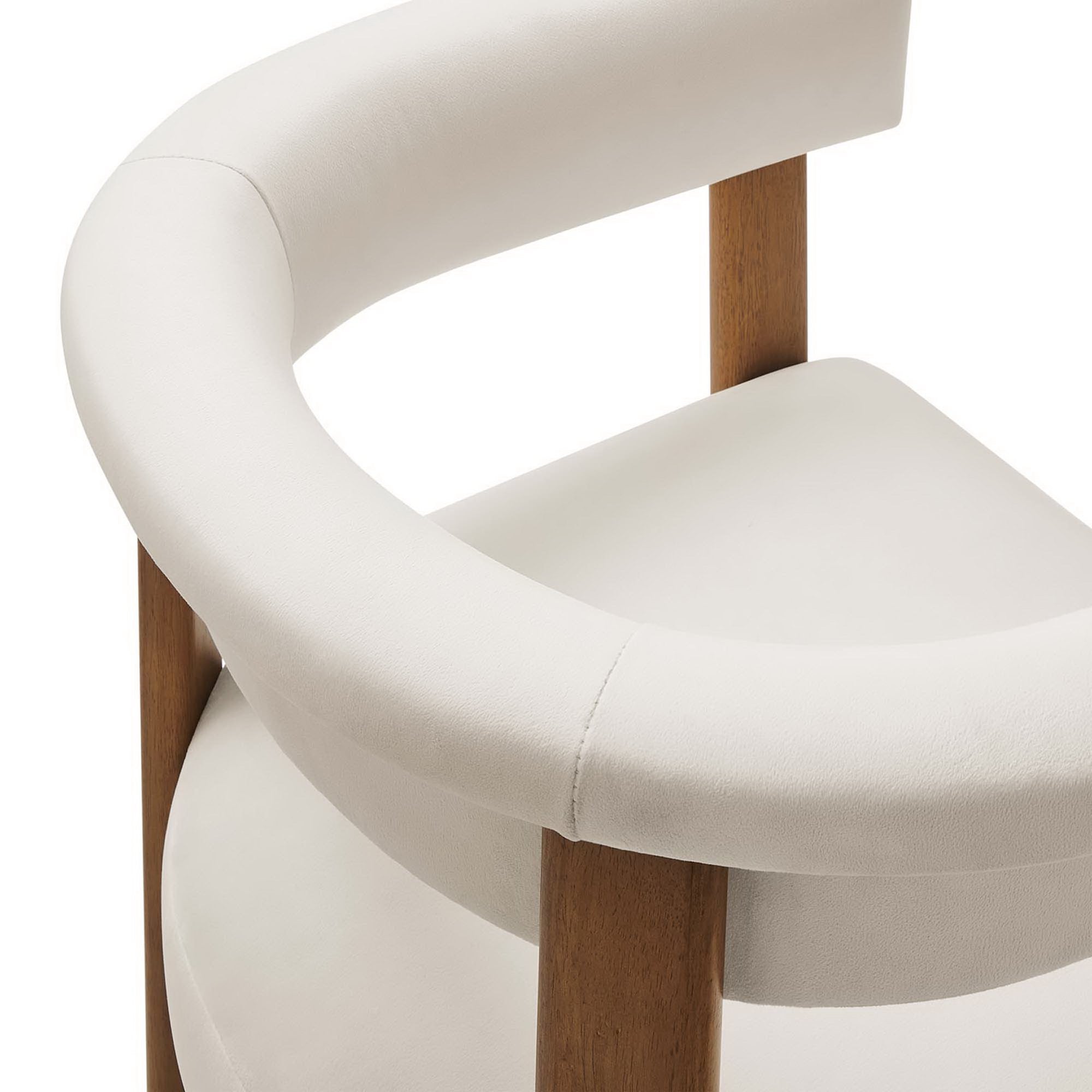 Imogen Performance Velvet Barrel Dining Chairs Set of 2, Alabaster Deep Brown