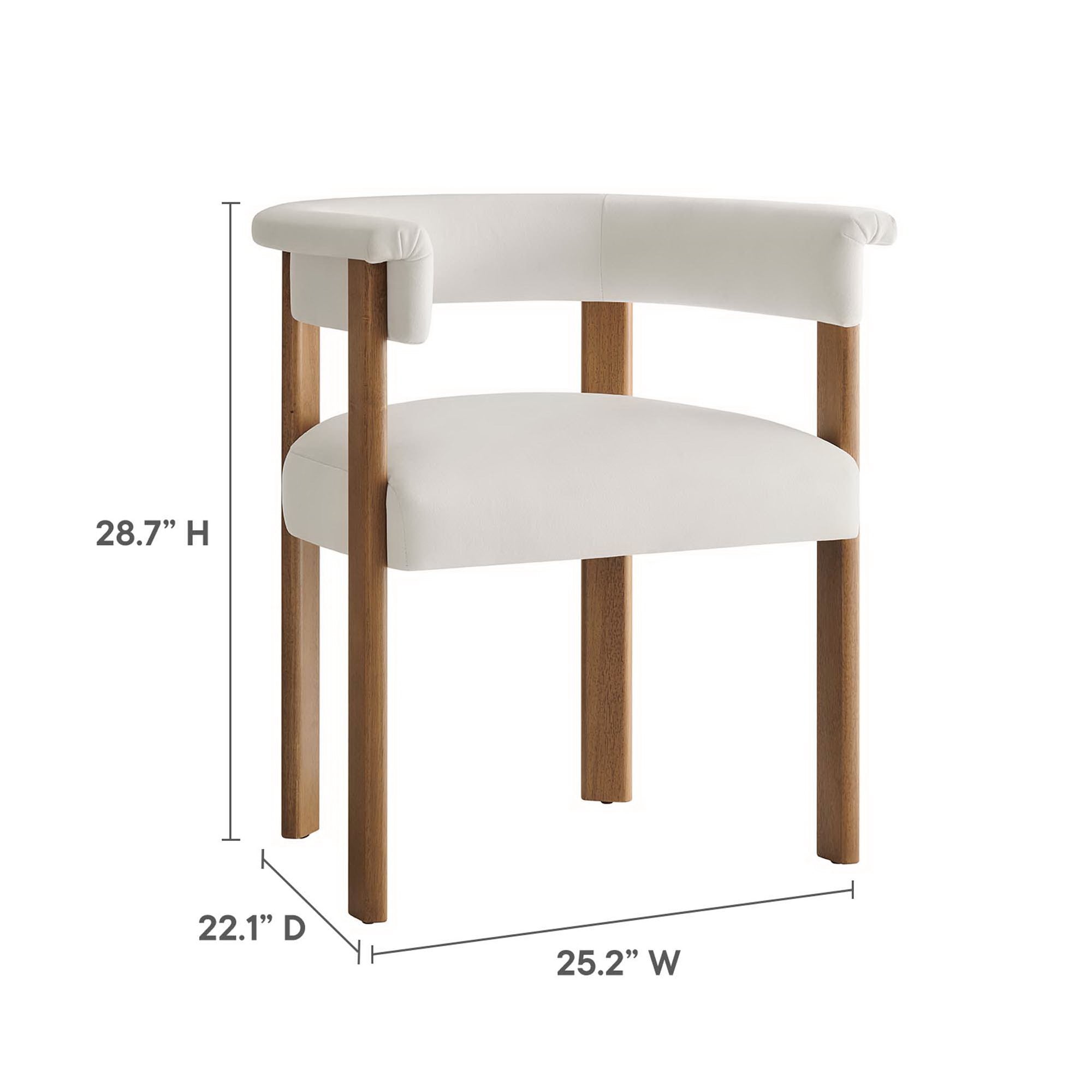 Imogen Performance Velvet Barrel Dining Chairs Set of 2, Alabaster Deep Brown