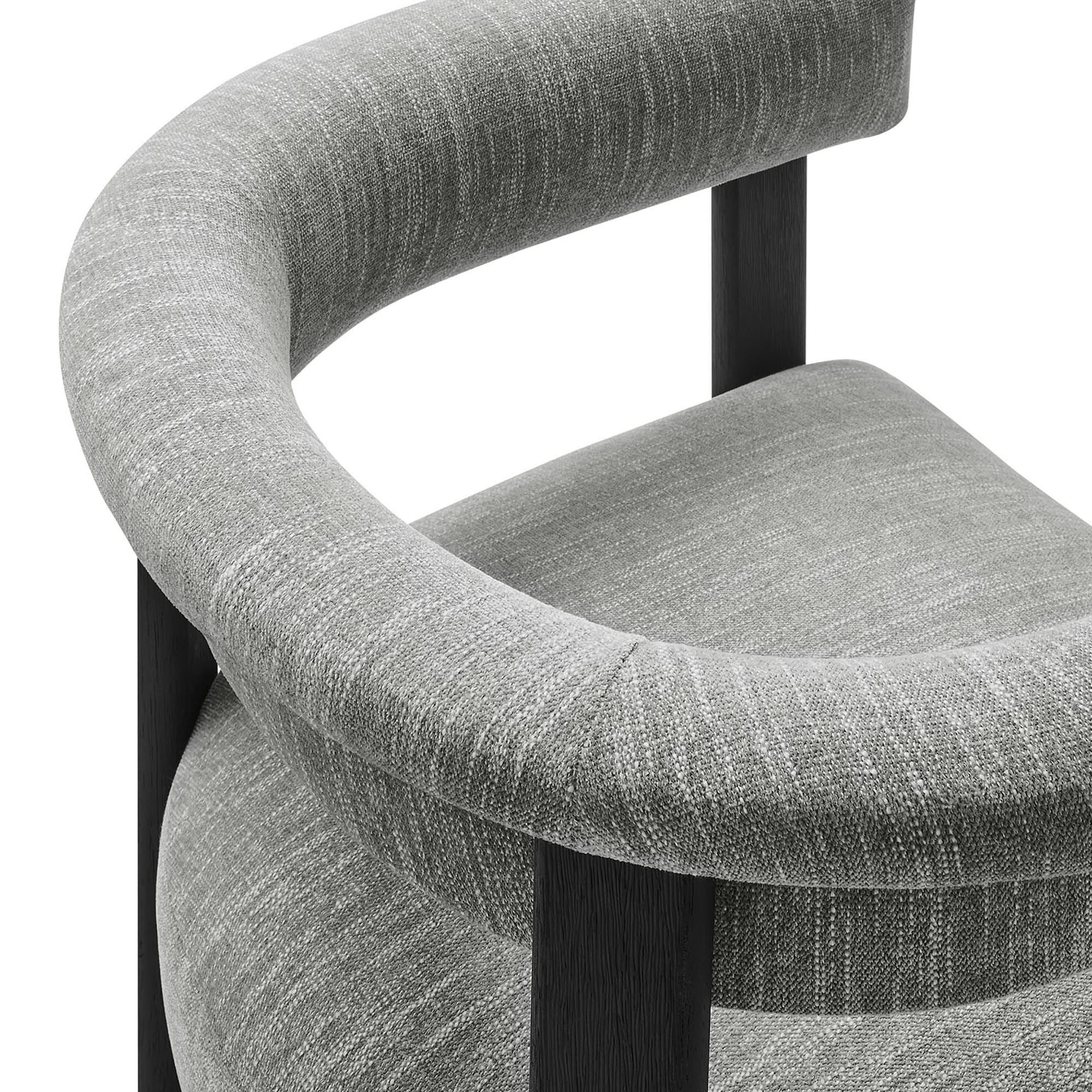 Imogen Fabric Upholstered Barrel Dining Chairs Set of 2, Heathered Weave Gray Black